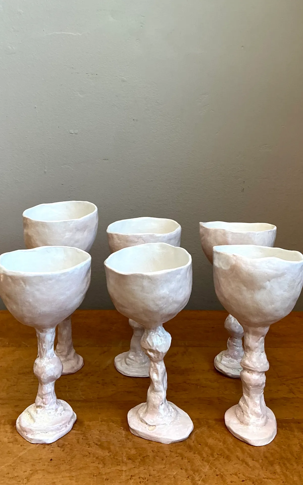 Vintage Handmade Sculptural Ceramic Goblets - Set — additional photo 7