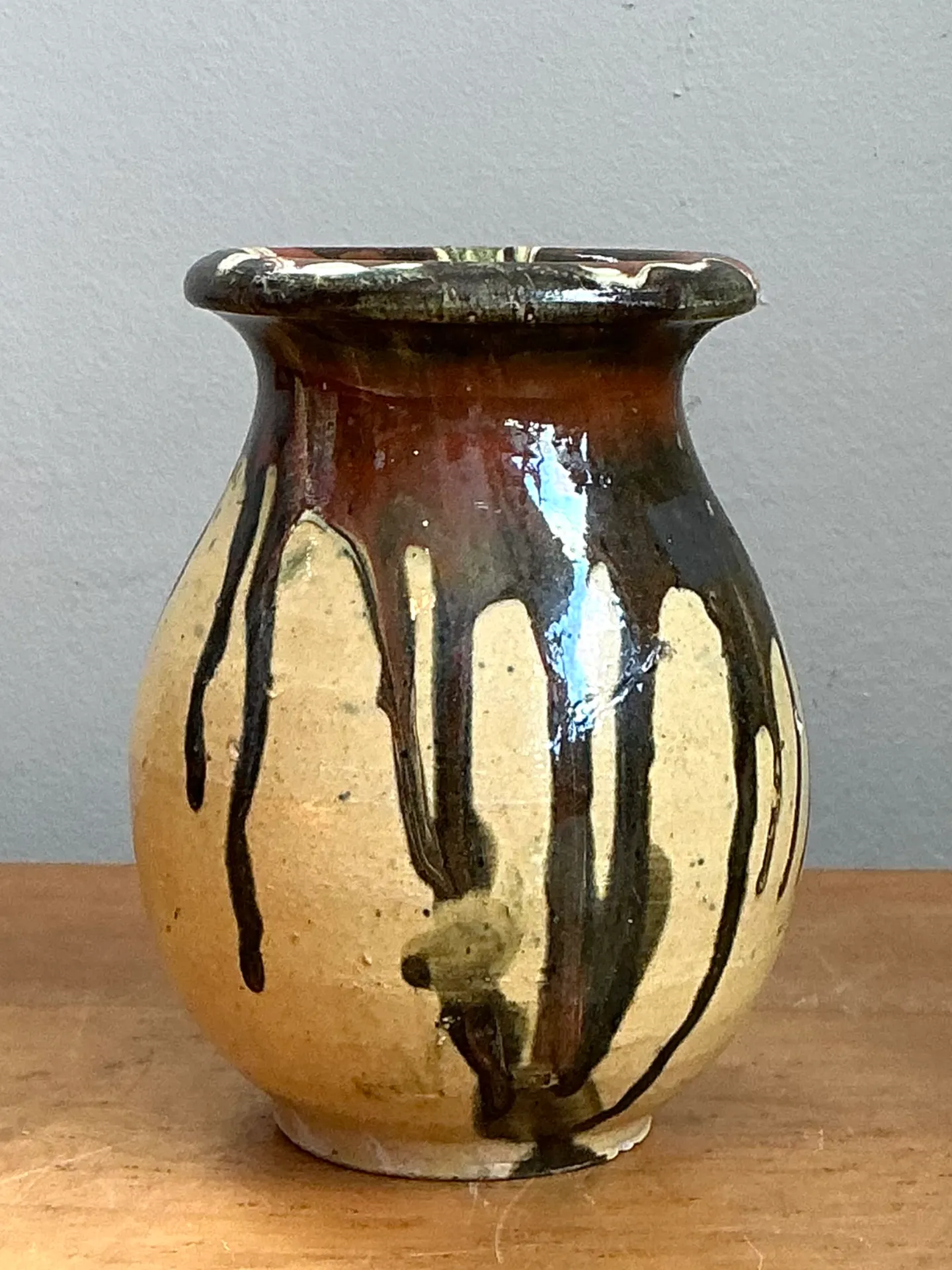Vintage Stoneware Vase with Drip Glaze — additional photo 8
