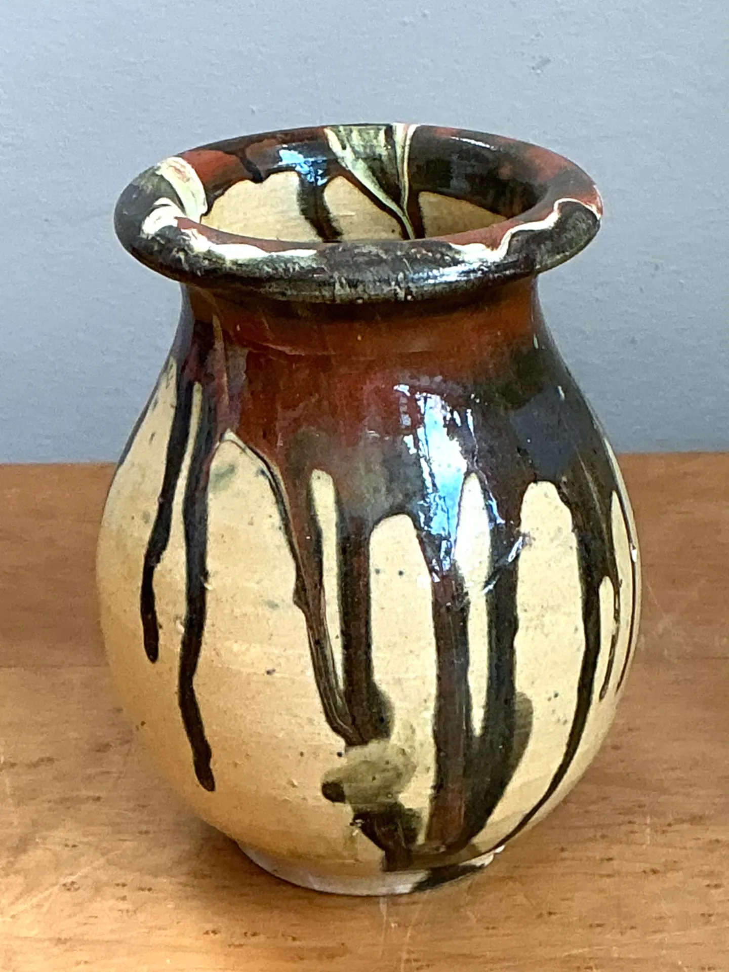Vintage Stoneware Vase with Drip Glaze — additional photo 2
