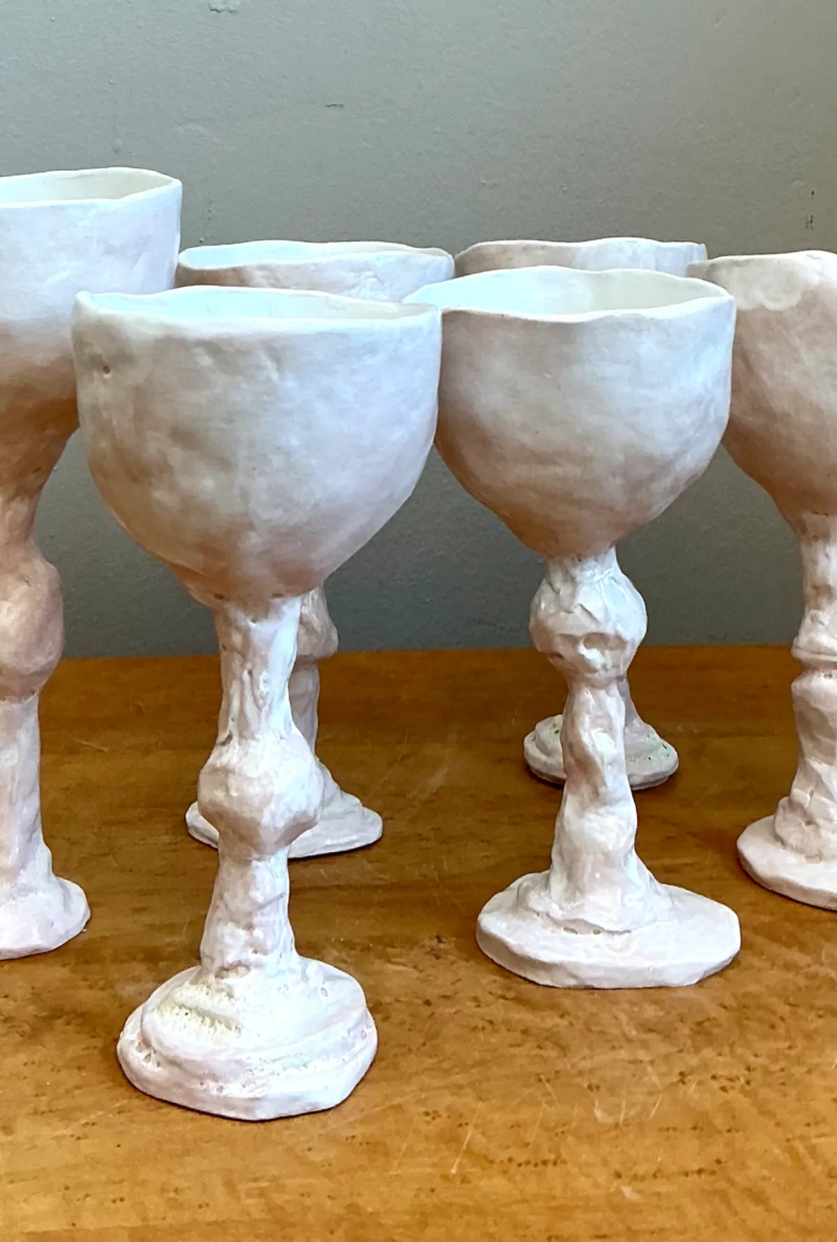 Vintage Handmade Sculptural Ceramic Goblets - Set — additional photo 2