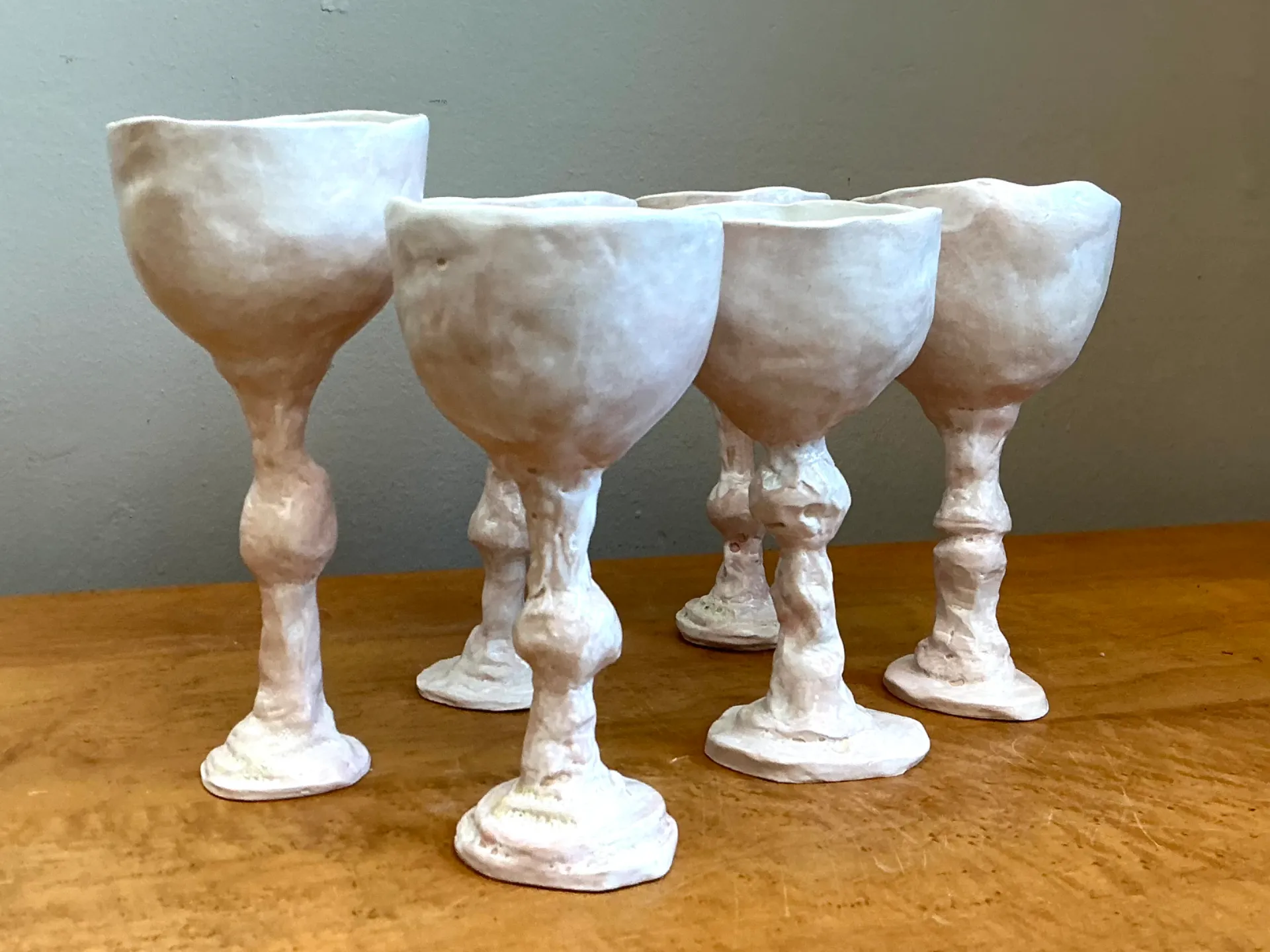 Vintage Handmade Sculptural Ceramic Goblets - Set — additional photo 5