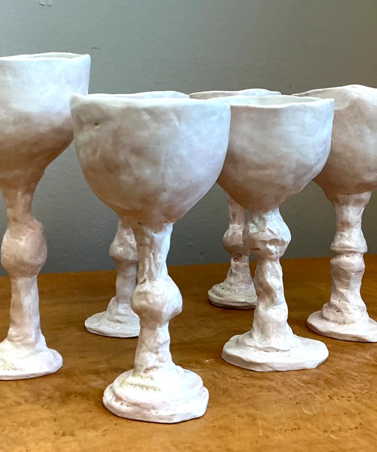 Vintage Handmade Sculptural Ceramic Goblets - Set — additional photo 5
