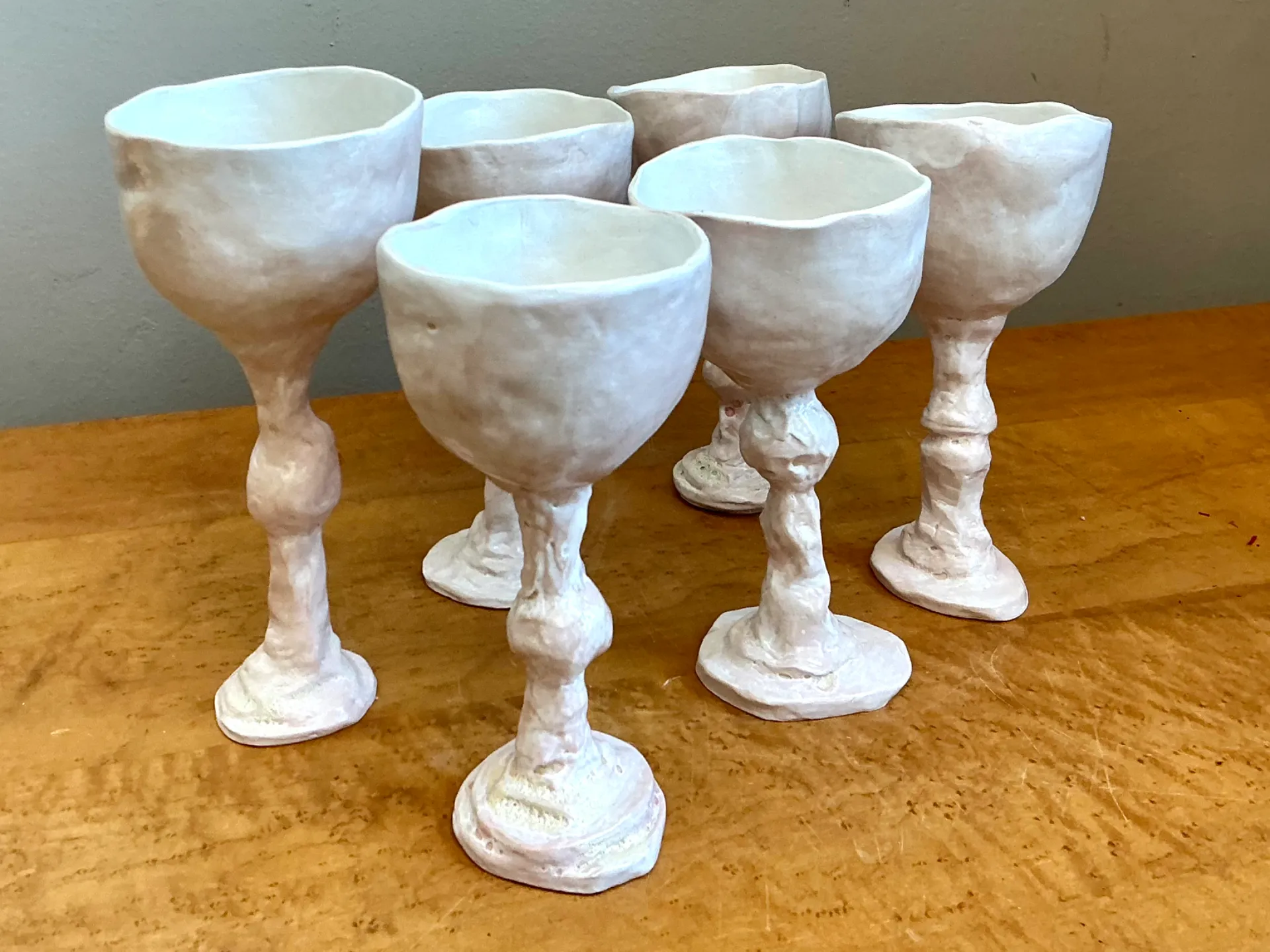 Vintage Handmade Sculptural Ceramic Goblets - Set — additional photo 6