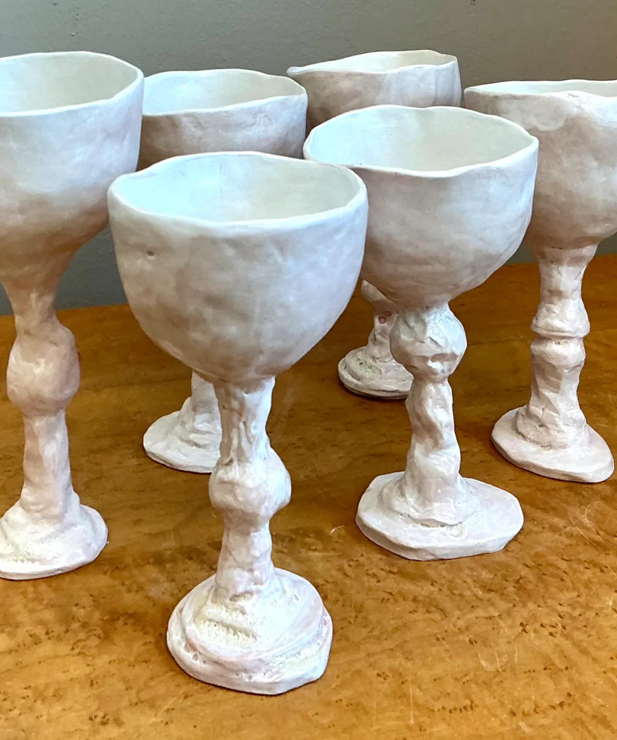 Vintage Handmade Sculptural Ceramic Goblets - Set — additional photo 6