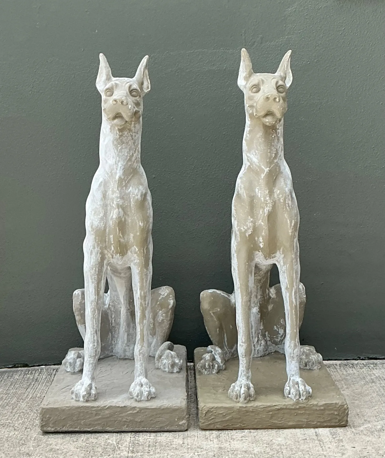 Vintage Eco Plaster Great Dane Sculptures - Pair — additional photo 4