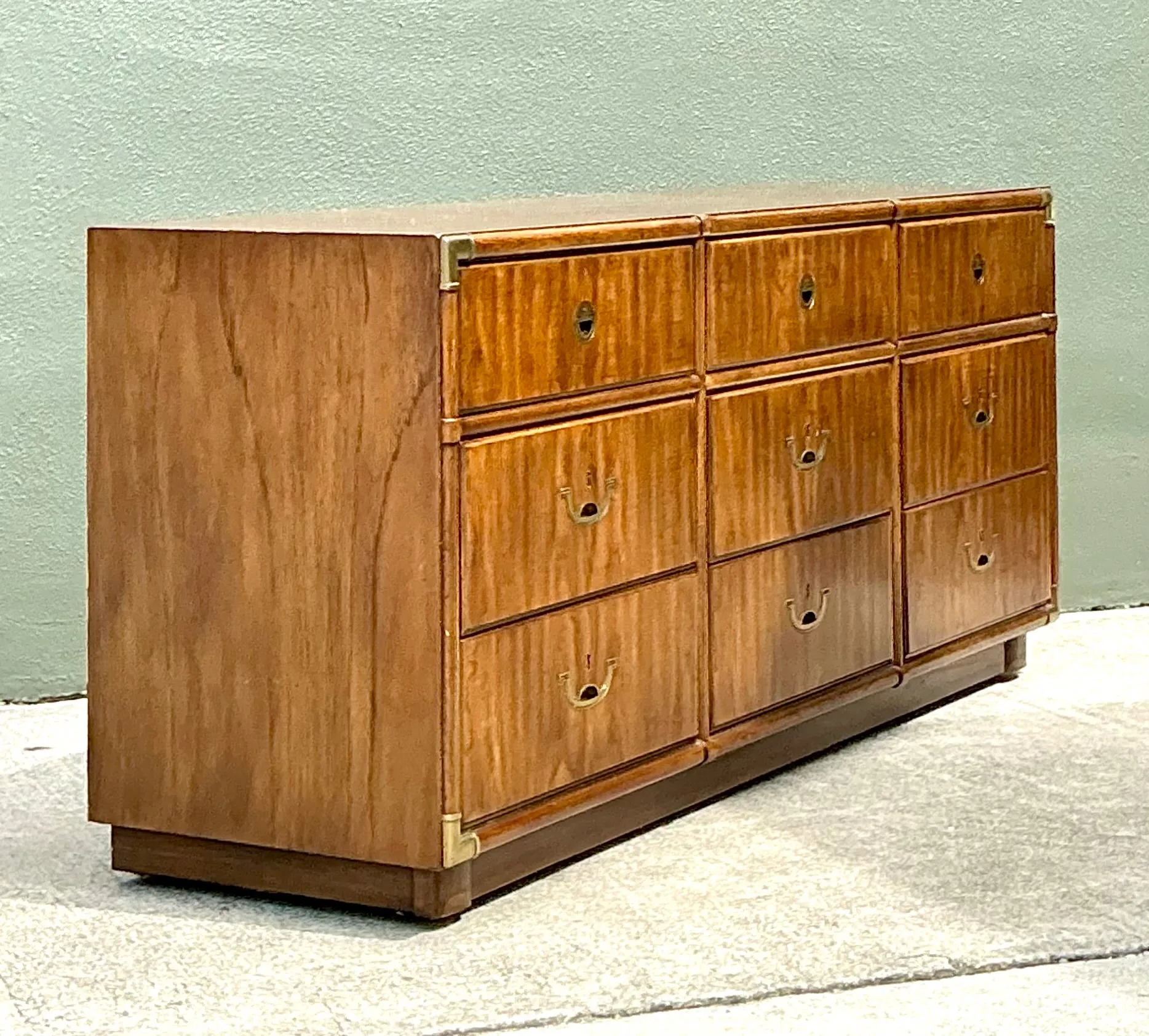 Vintage Drexel Wood and Brass Campaign Dresser — additional photo 4