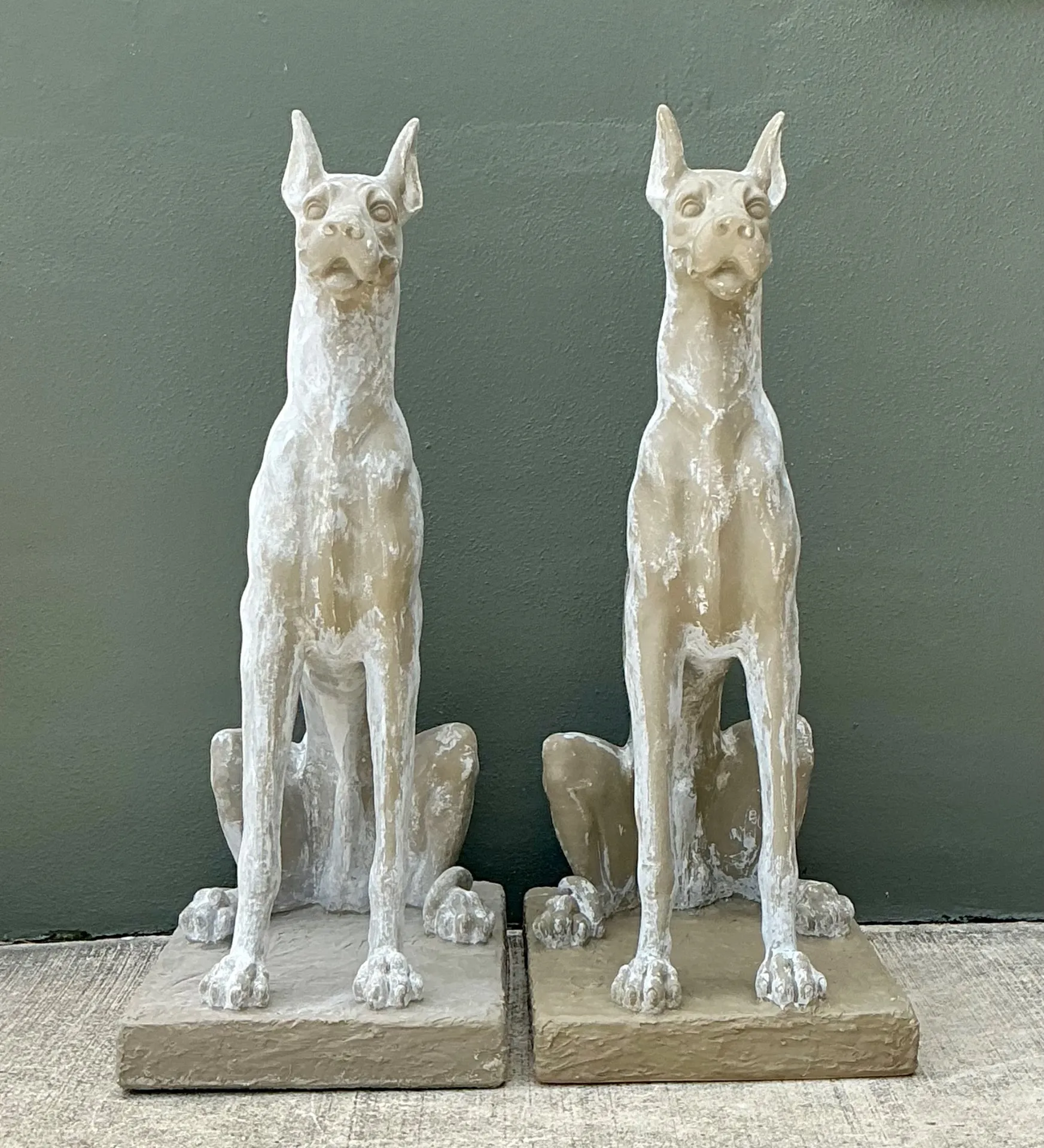 Vintage Eco Plaster Great Dane Sculptures - Pair — additional photo 6