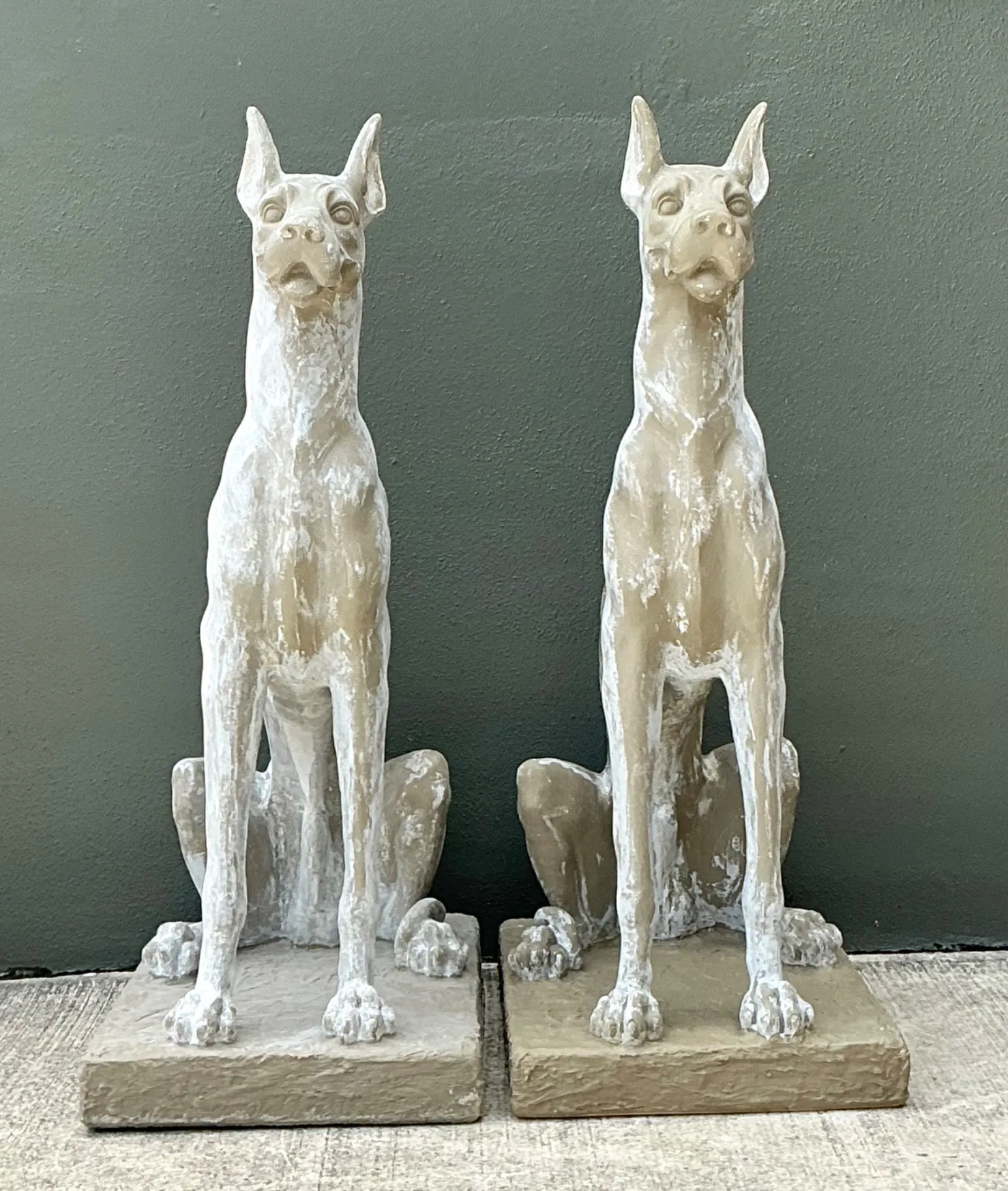 Vintage Eco Plaster Great Dane Sculptures - Pair — additional photo 8