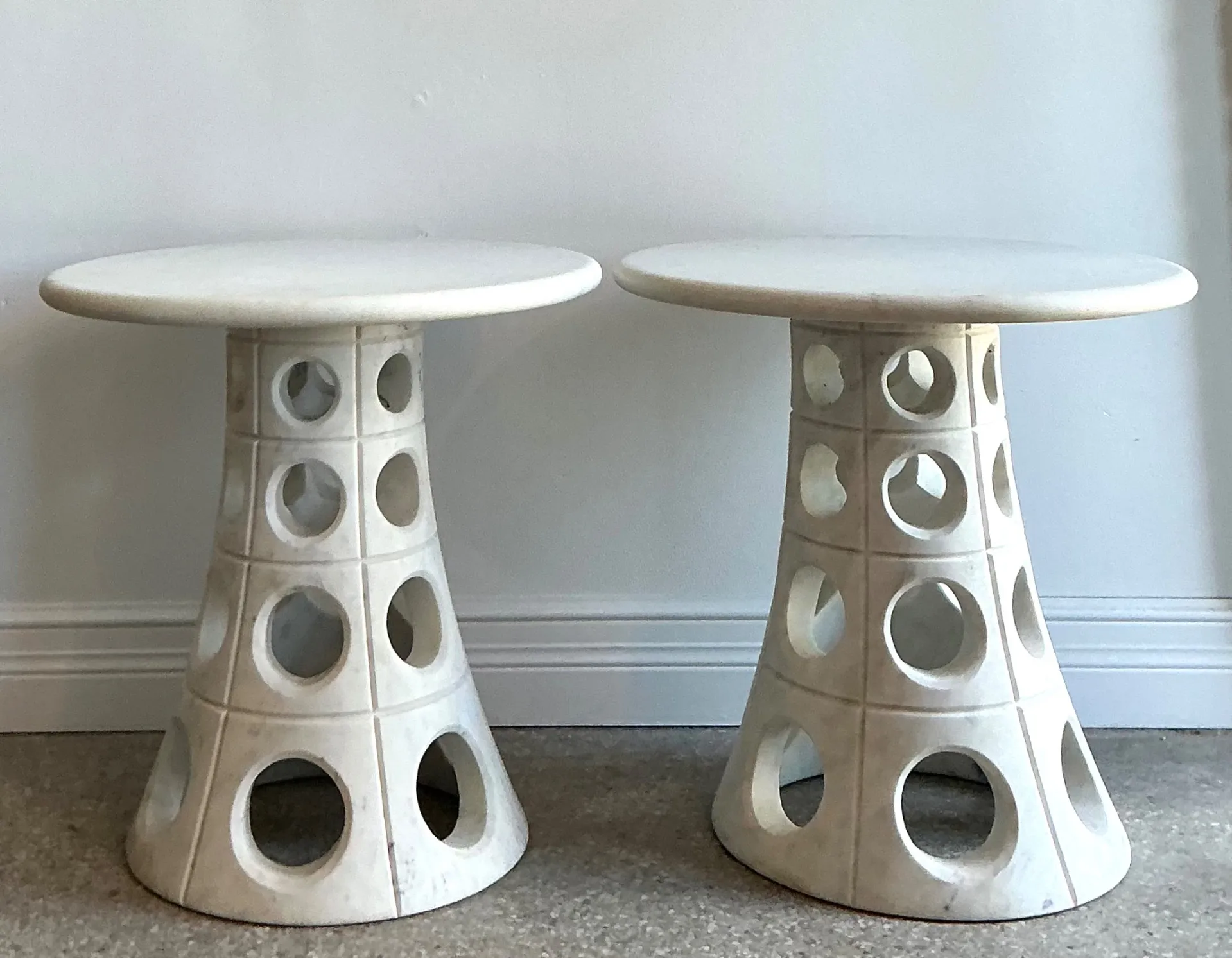Vintage Italian Marble Cutout Side Tables - A Pair — additional photo 3