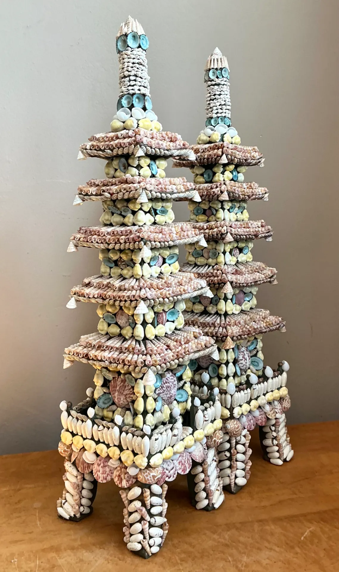 Vintage Shell Encrusted Pagodas - A Pair — additional photo 6
