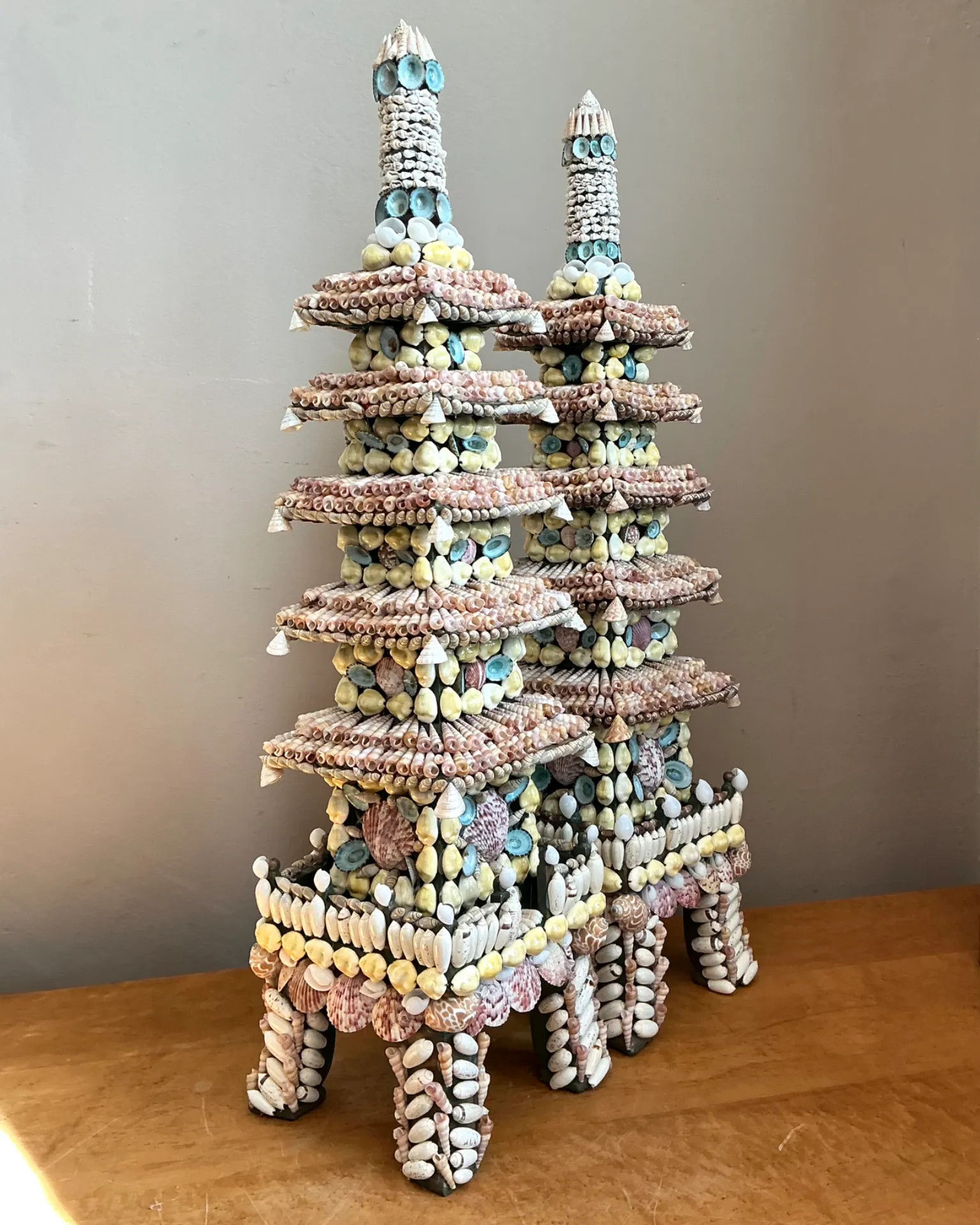 Vintage Shell Encrusted Pagodas - A Pair — additional photo 2