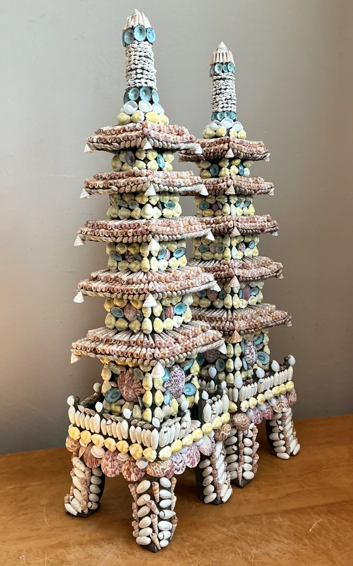 Vintage Shell Encrusted Pagodas - A Pair — additional photo 2