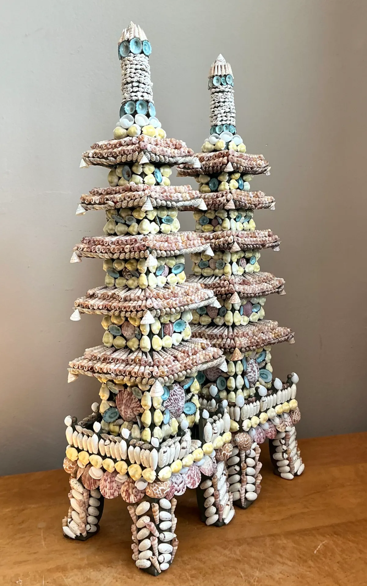 Vintage Shell Encrusted Pagodas - A Pair — additional photo 4