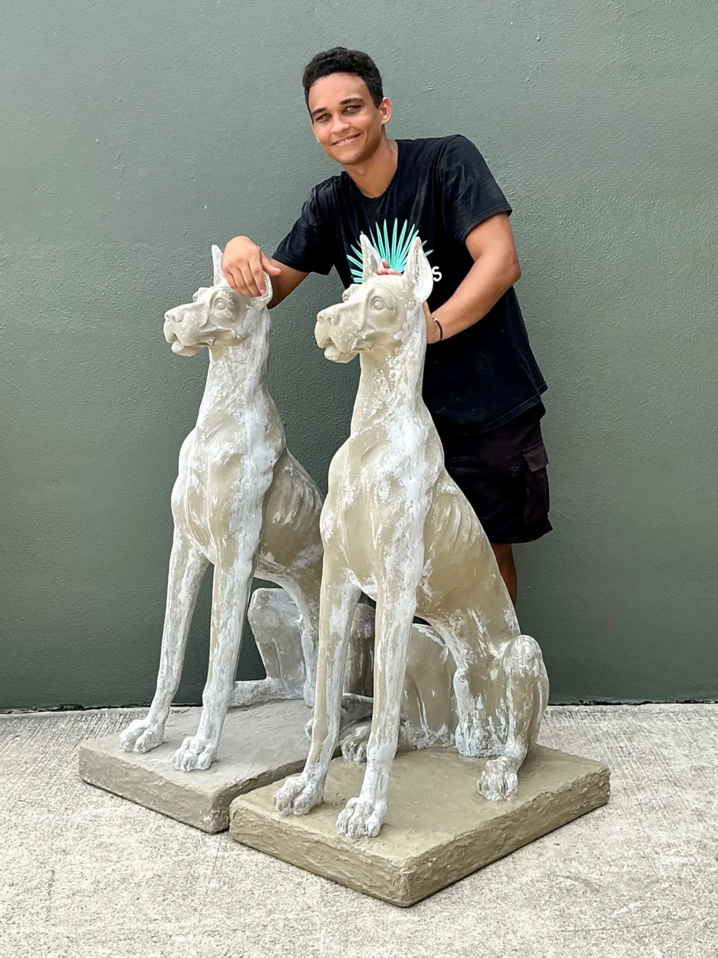 Vintage Eco Plaster Great Dane Sculptures - Pair — additional photo 1