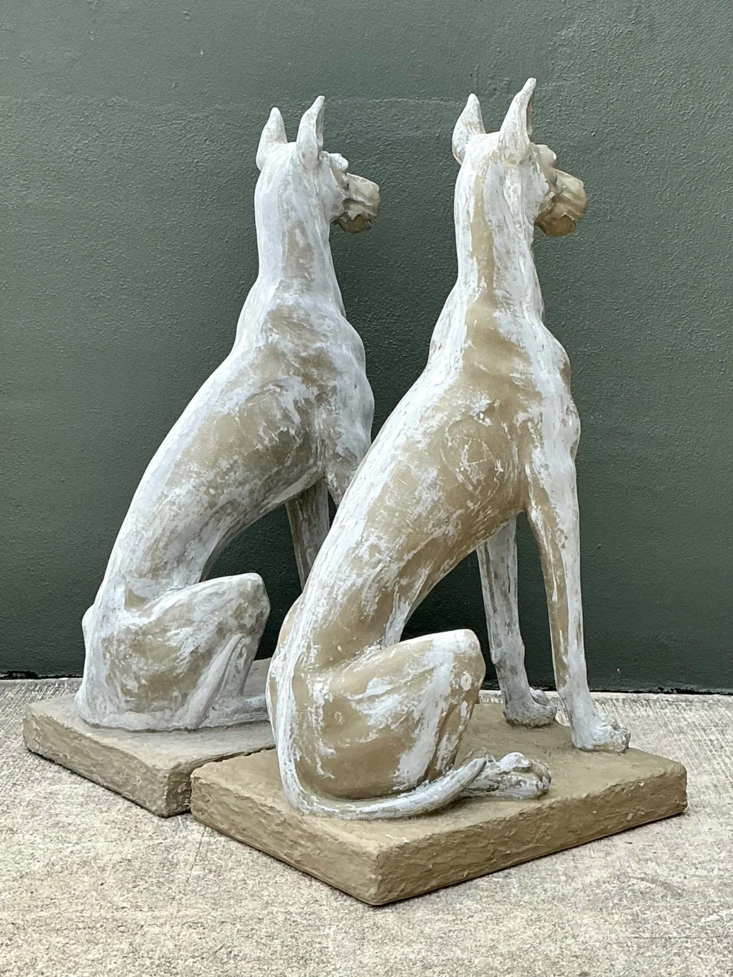 Vintage Eco Plaster Great Dane Sculptures - Pair — additional photo 2