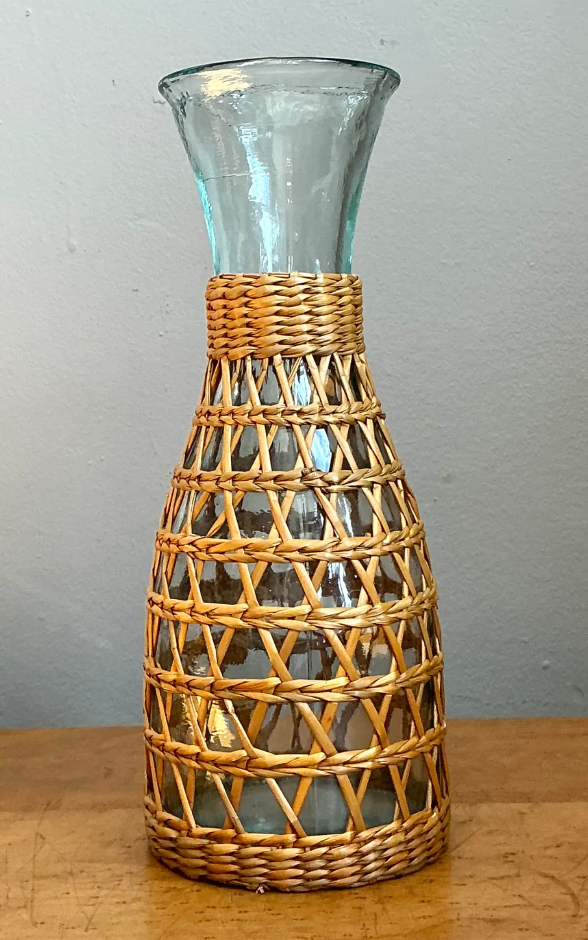 Vintage Woven Rattan and Glass Carafe — additional photo 7