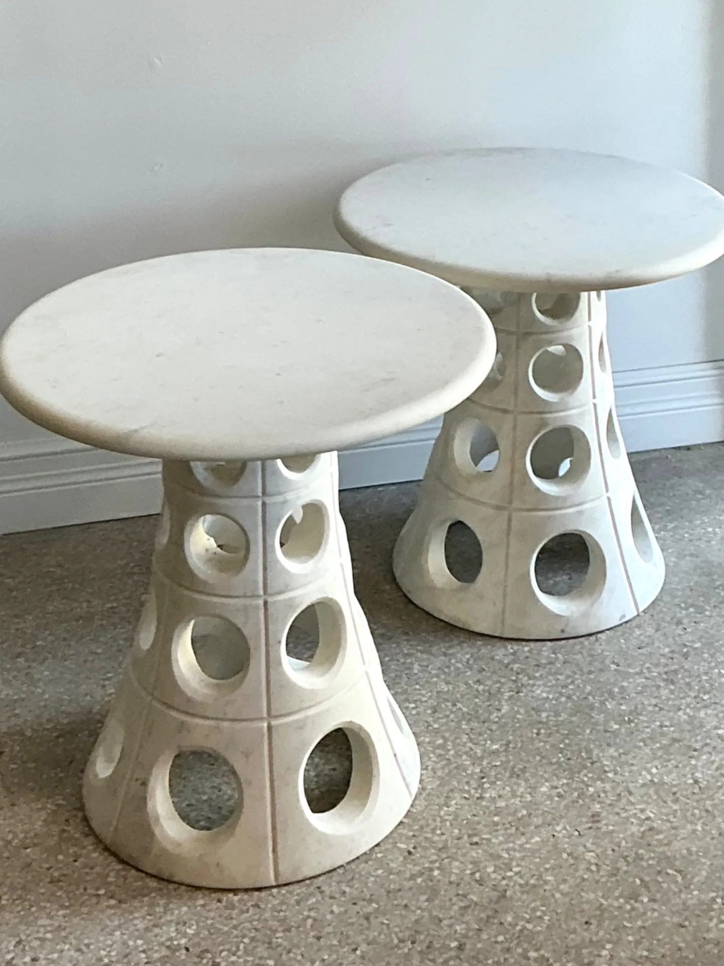Vintage Italian Marble Cutout Side Tables - A Pair — additional photo 4
