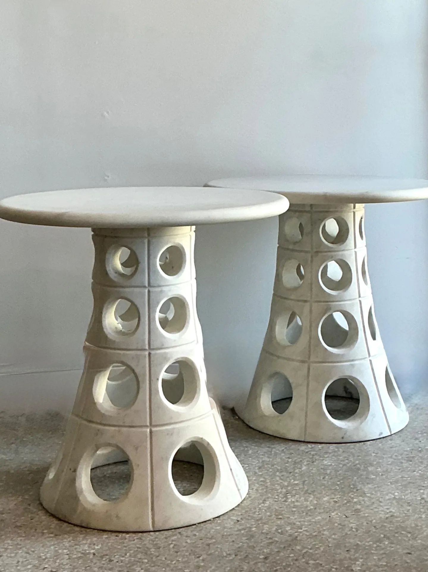Vintage Italian Marble Cutout Side Tables - A Pair — additional photo 1