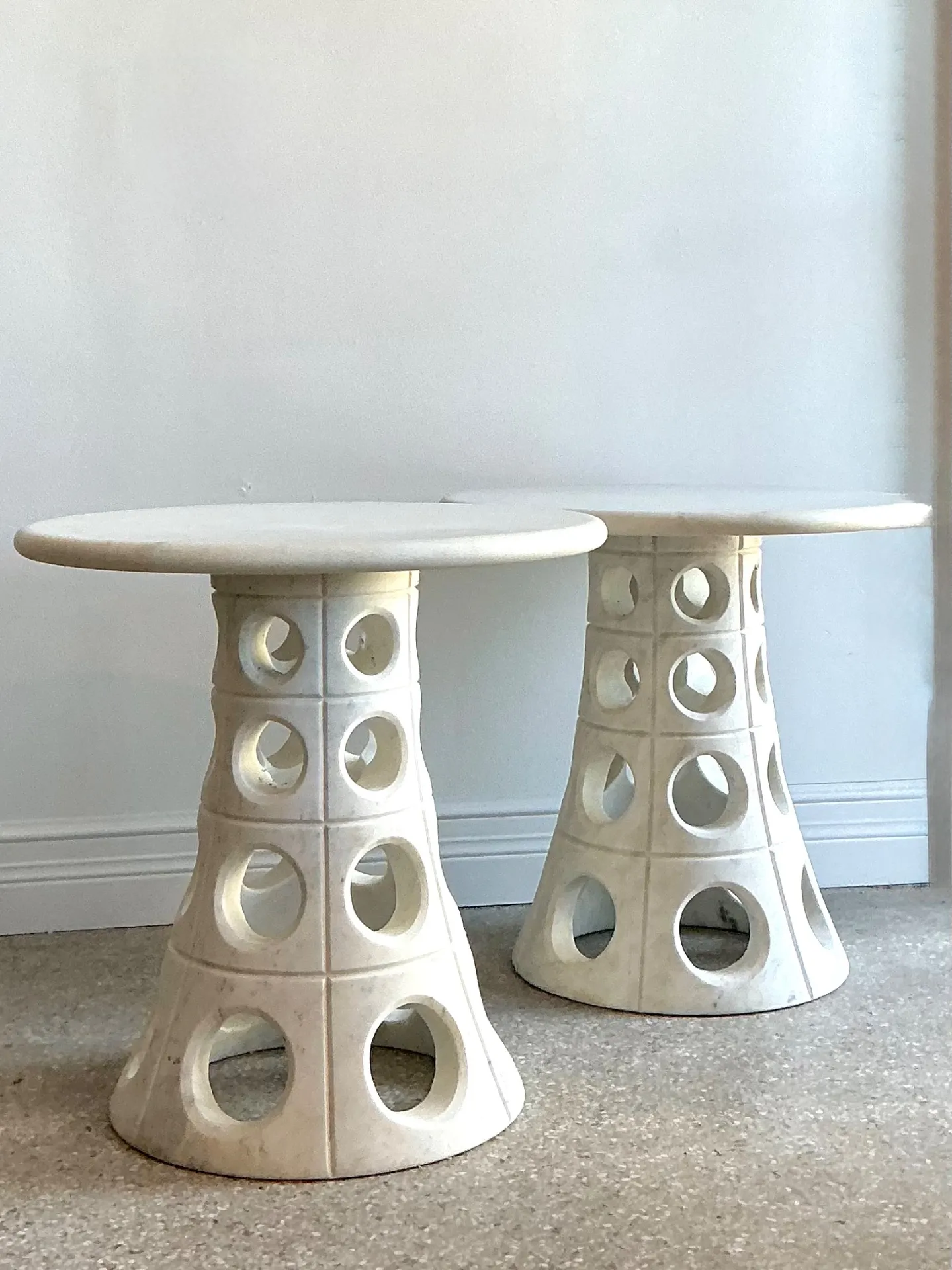 Vintage Italian Marble Cutout Side Tables - A Pair — additional photo 8