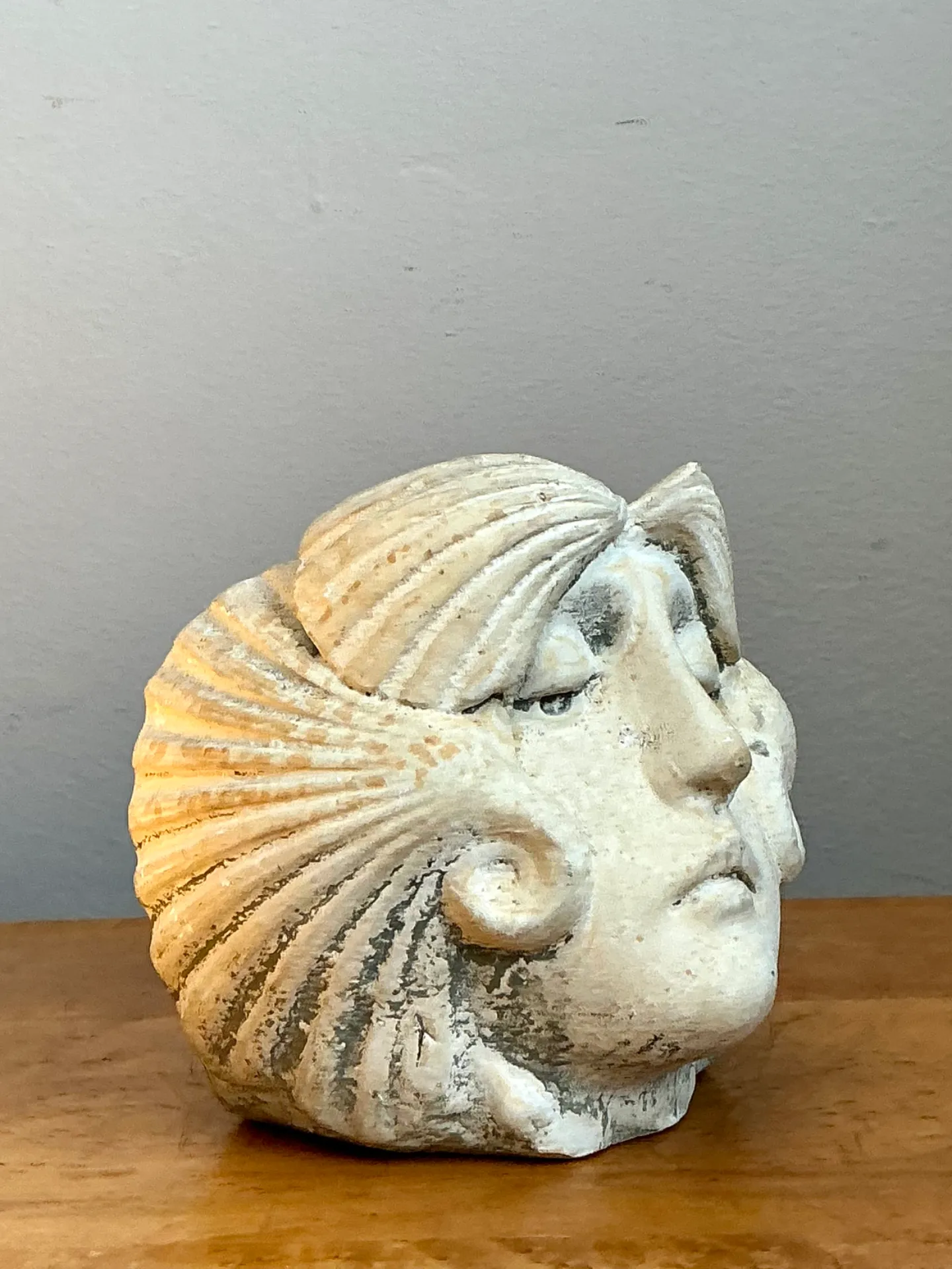 Vintage Sculptural Stoneware Face Planter — additional photo 2