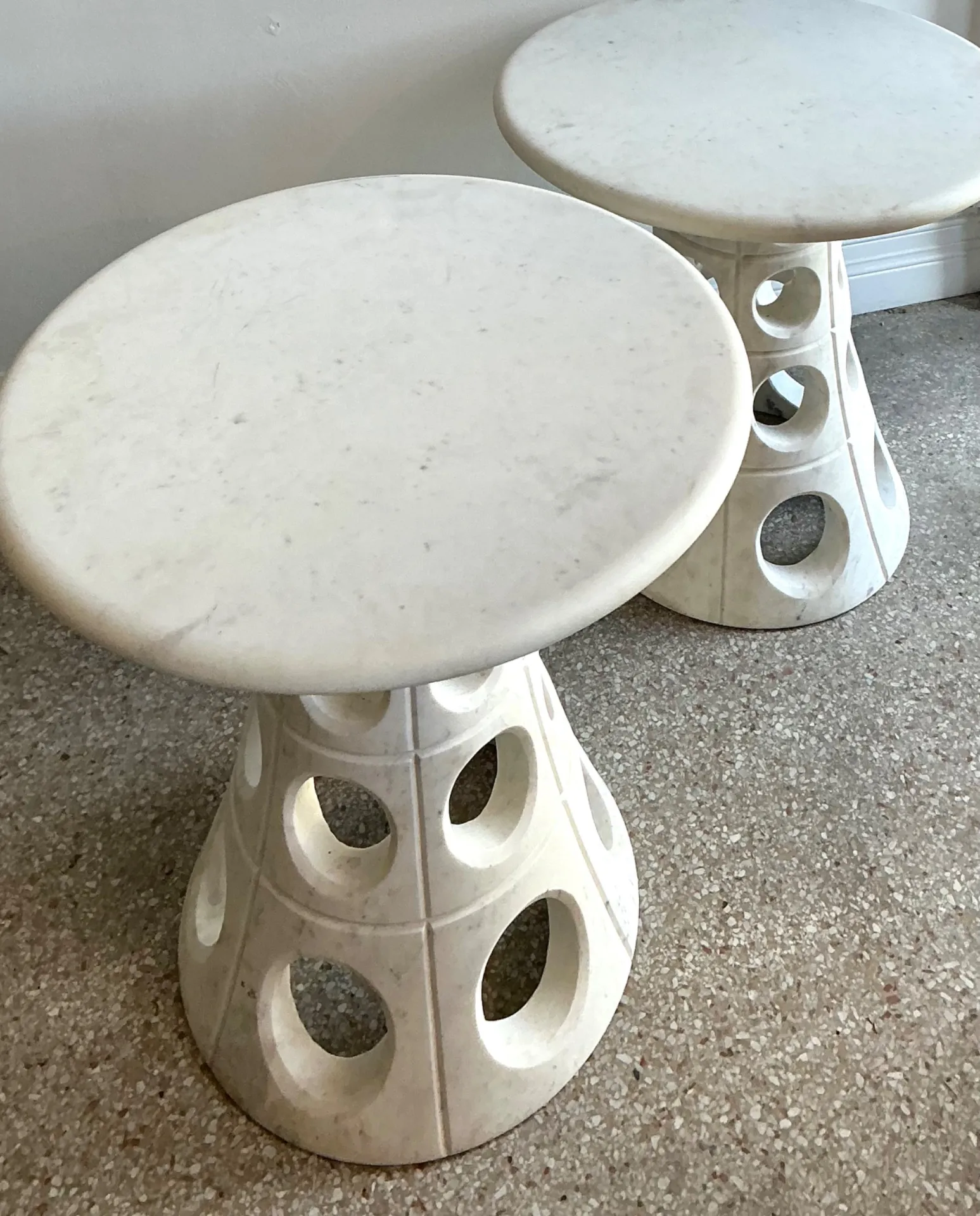 Vintage Italian Marble Cutout Side Tables - A Pair — additional photo 2