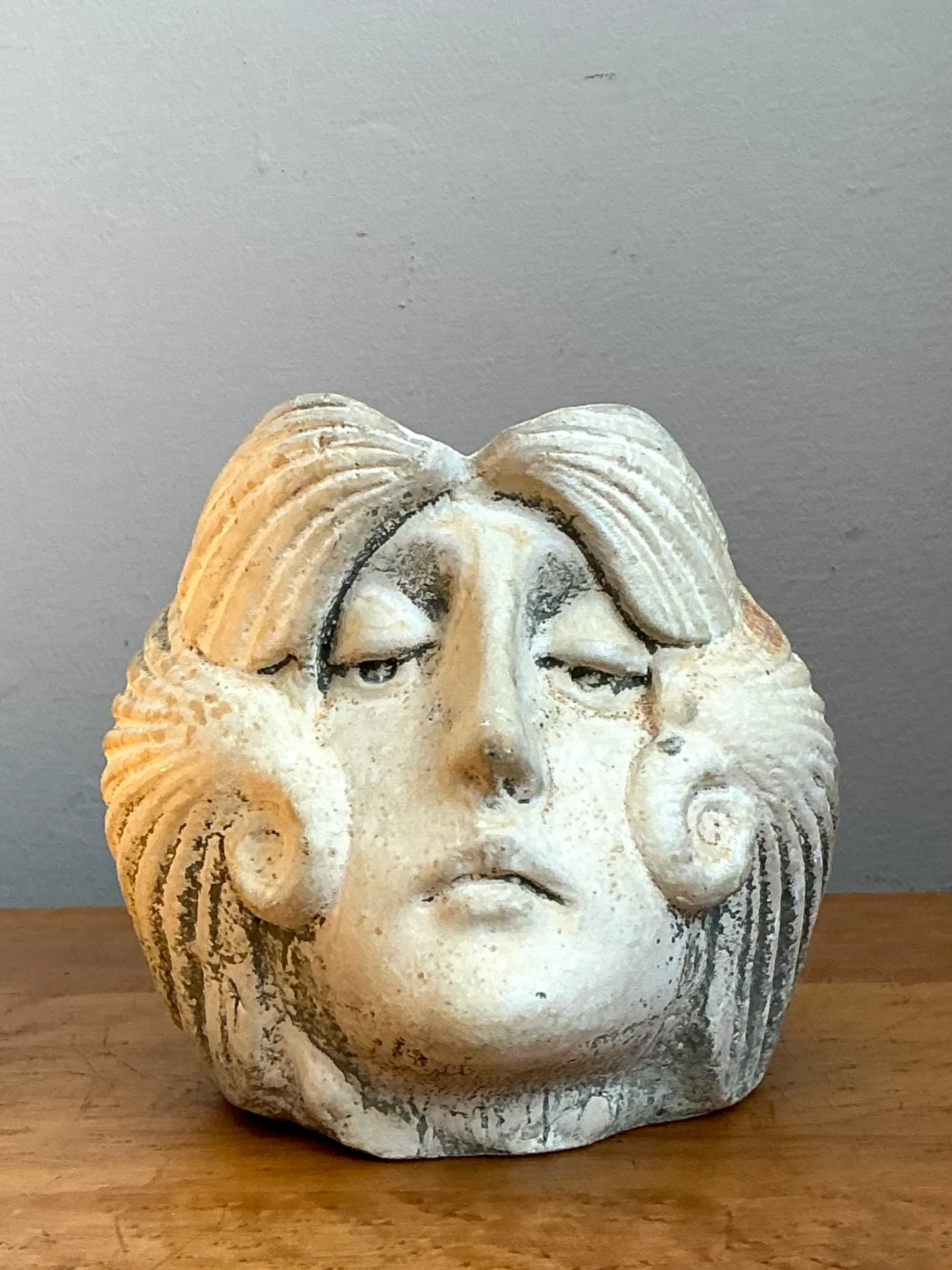 Vintage Sculptural Stoneware Face Planter — additional photo 6