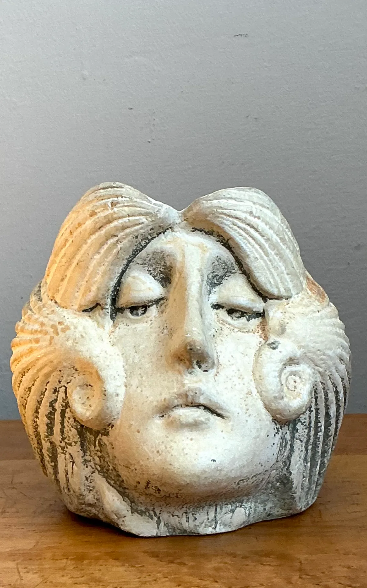 Vintage Sculptural Stoneware Face Planter — additional photo 6