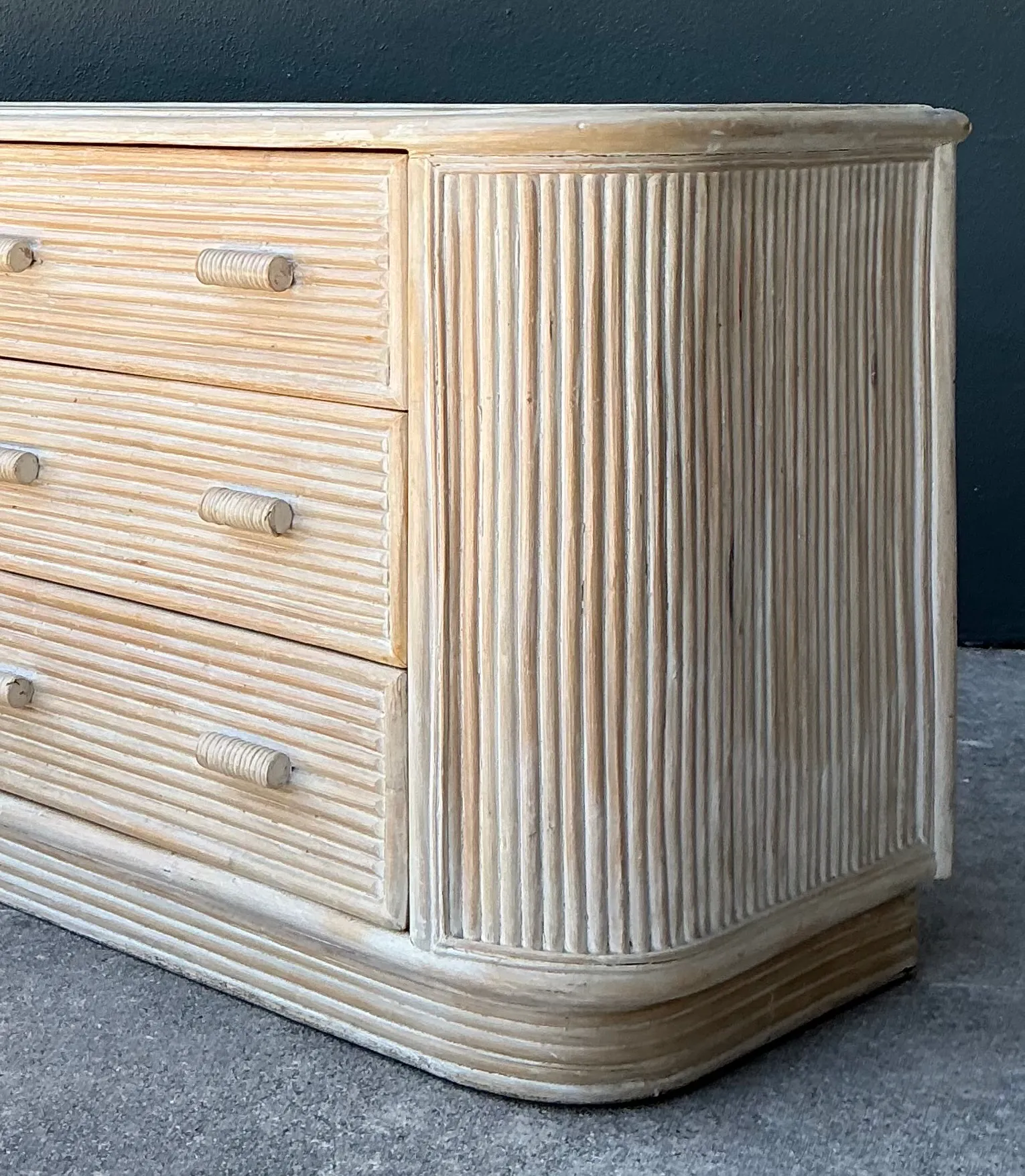 Vintage Washed Pretzel Reed Six-Drawer Dresser — additional photo 8