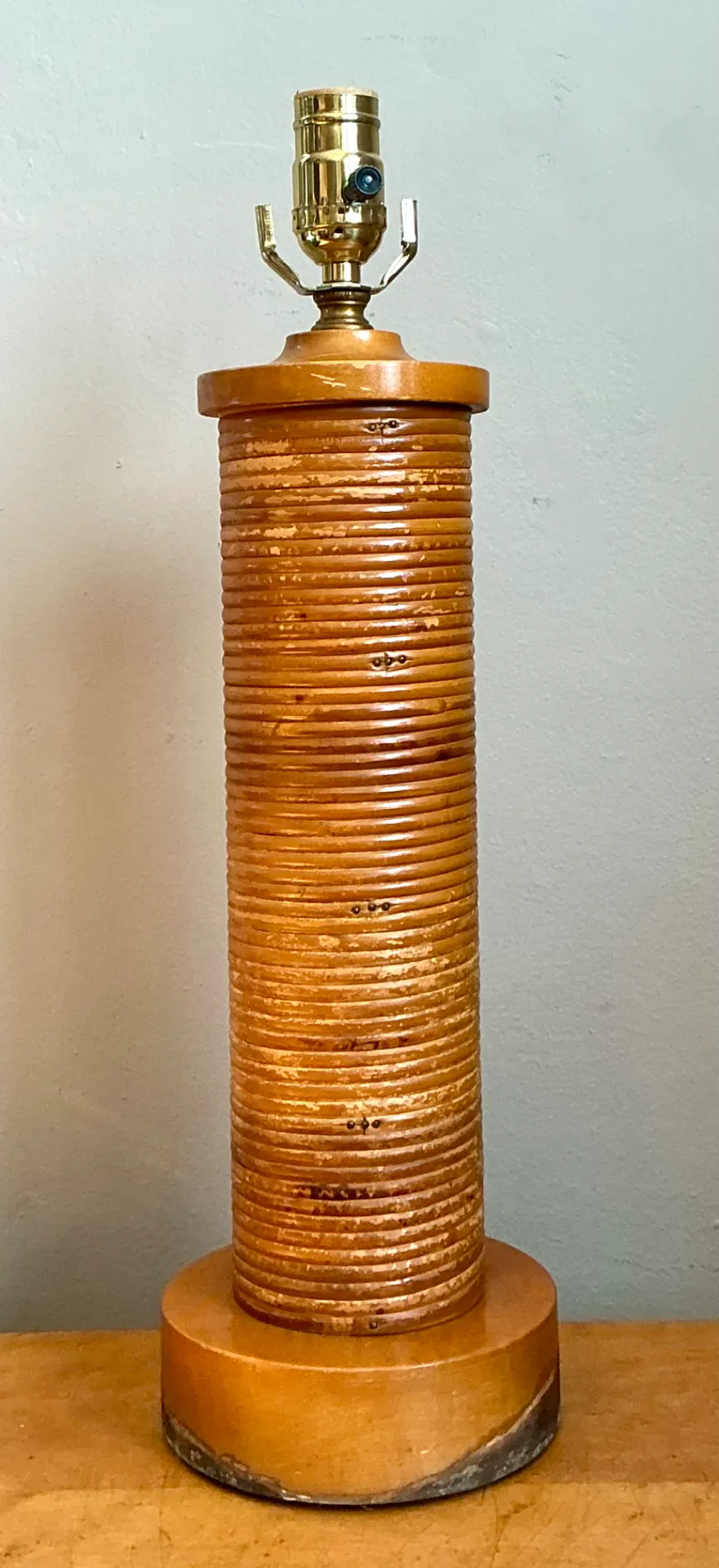 Vintage Pencil Reed and Wood Table Lamp — additional photo 2