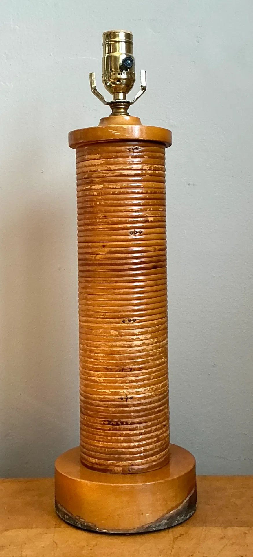 Vintage Pencil Reed and Wood Table Lamp — additional photo 6