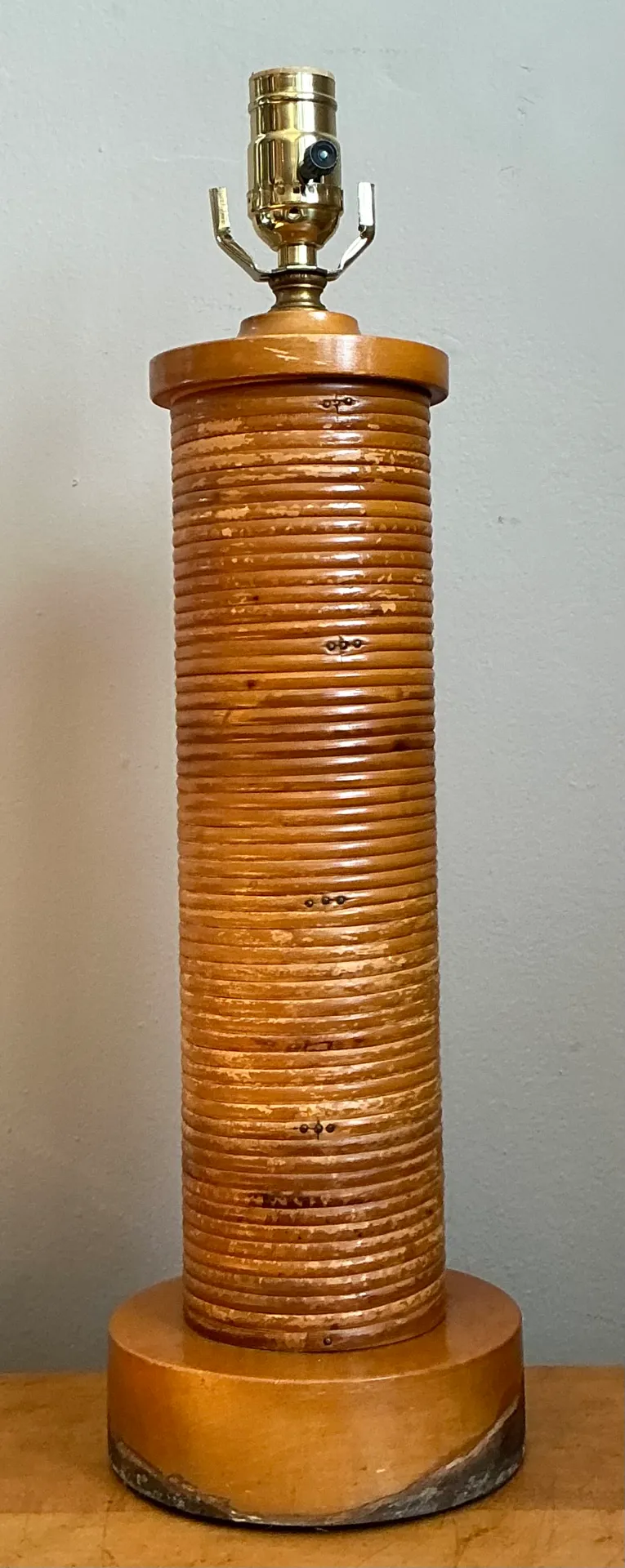 Vintage Pencil Reed and Wood Table Lamp — additional photo 8