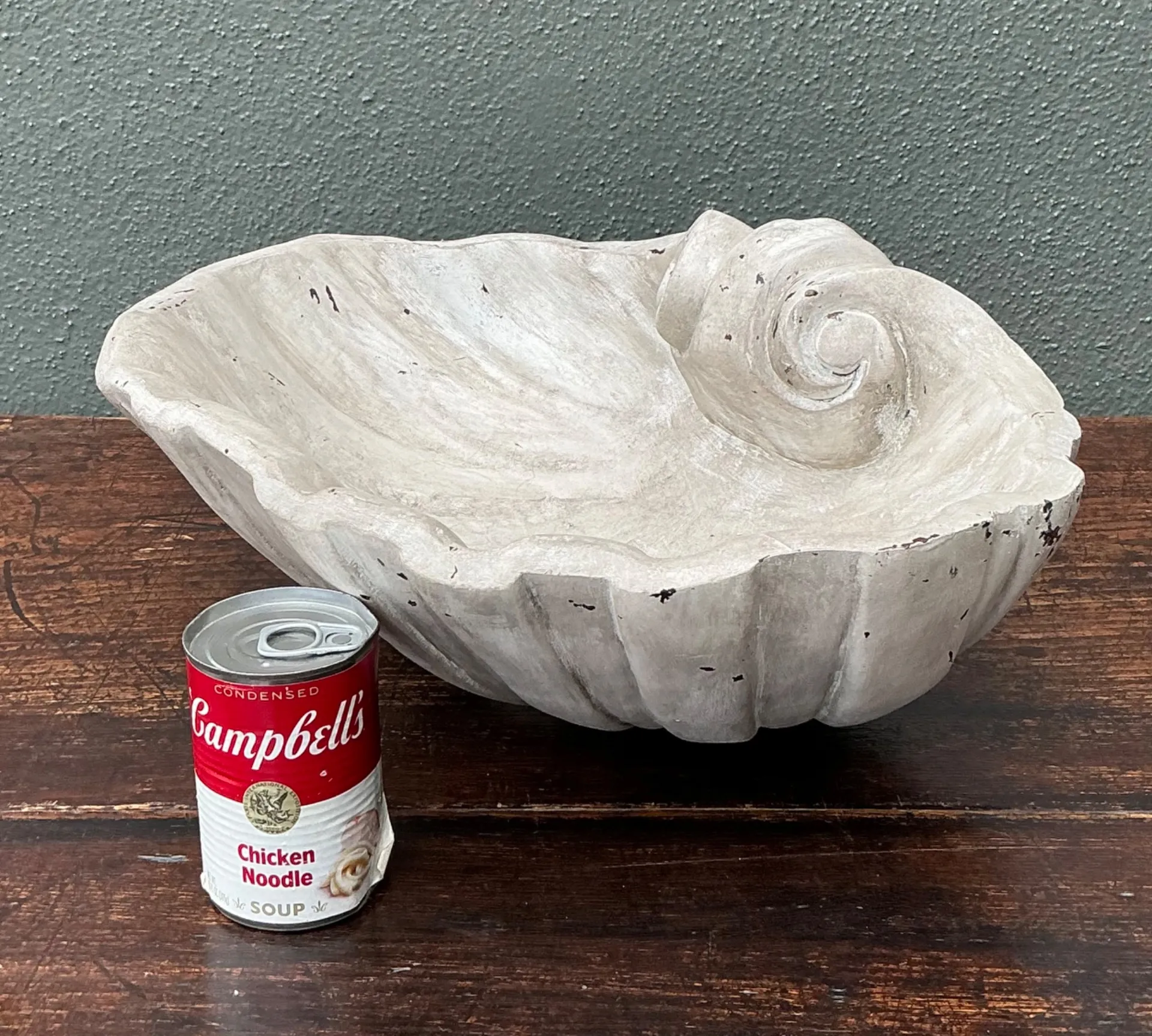 Vintage Italian Carved Wood Shell Bowl — additional photo 3