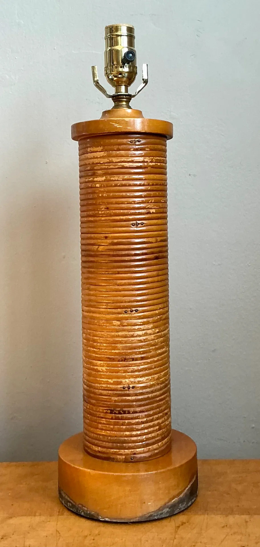 Vintage Pencil Reed and Wood Table Lamp — additional photo 3