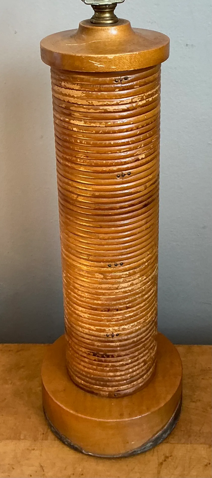Vintage Pencil Reed and Wood Table Lamp — additional photo 5