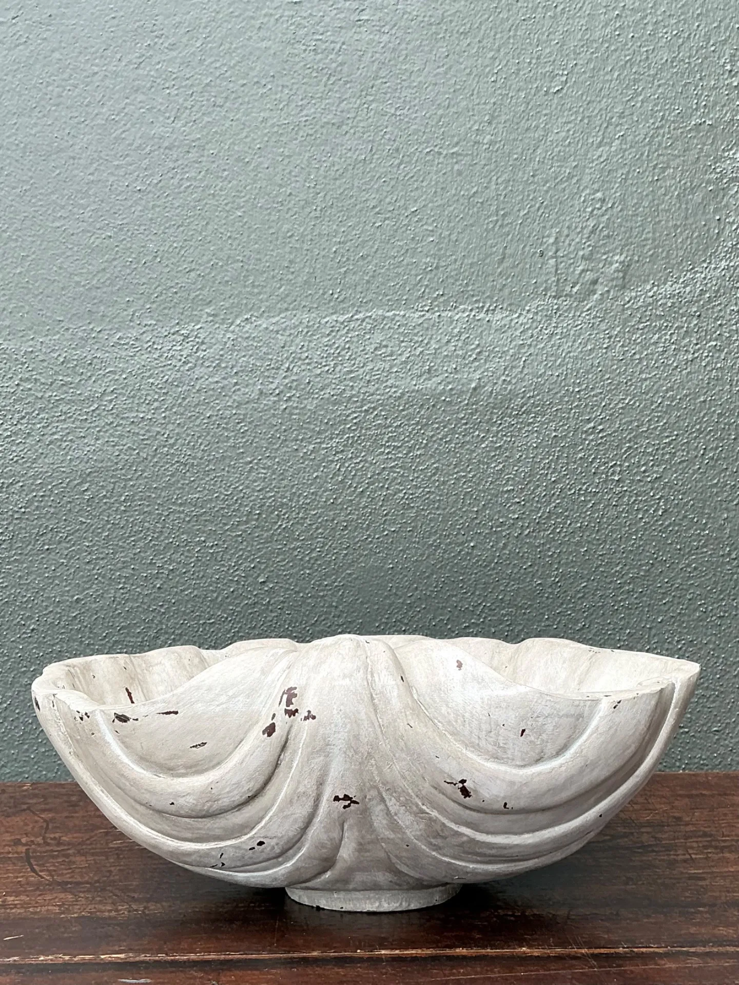 Vintage Italian Carved Wood Shell Bowl — additional photo 1
