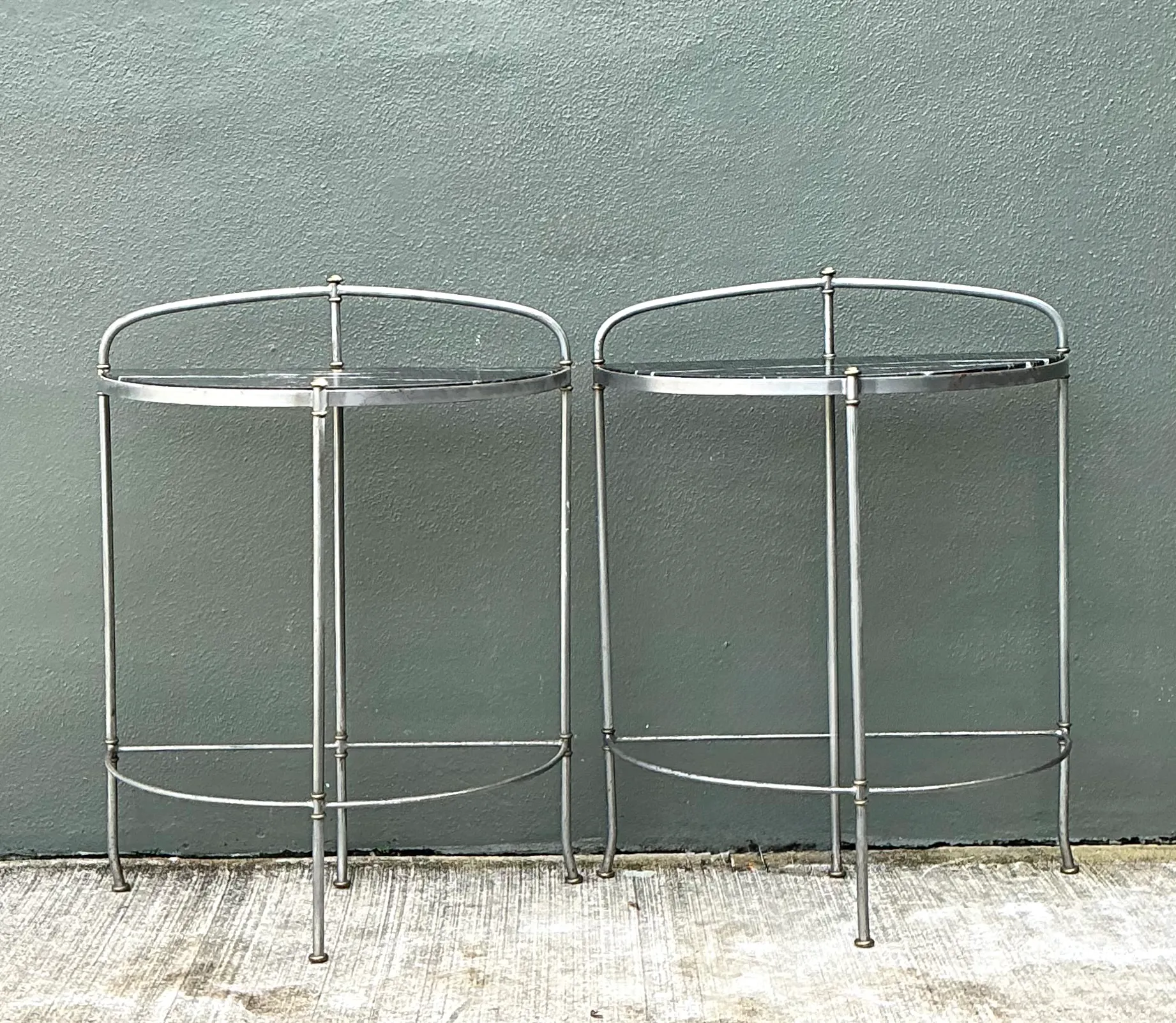 Vintage Demi-Lune Marble Top Tables - Set of 2 — additional photo 3