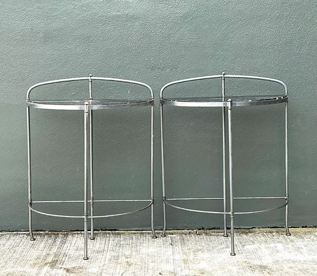 Vintage Demi-Lune Marble Top Tables - Set of 2 — additional photo 3