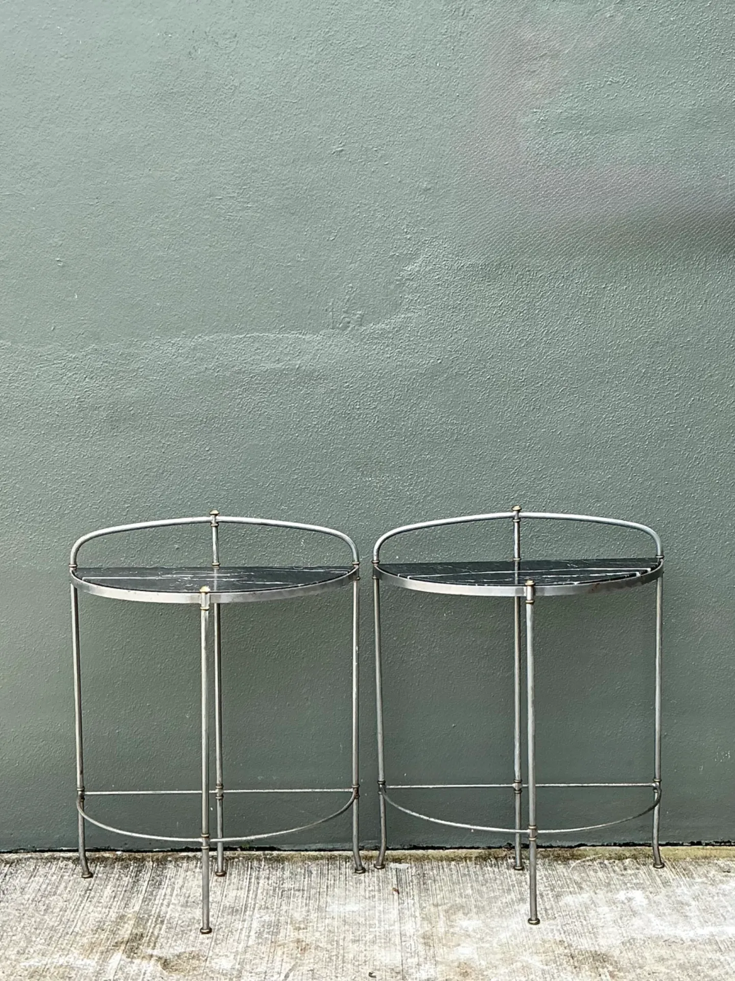 Vintage Demi-Lune Marble Top Tables - Set of 2 — additional photo 8