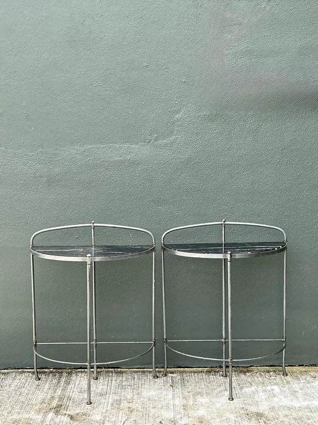 Vintage Demi-Lune Marble Top Tables - Set of 2 — additional photo 8