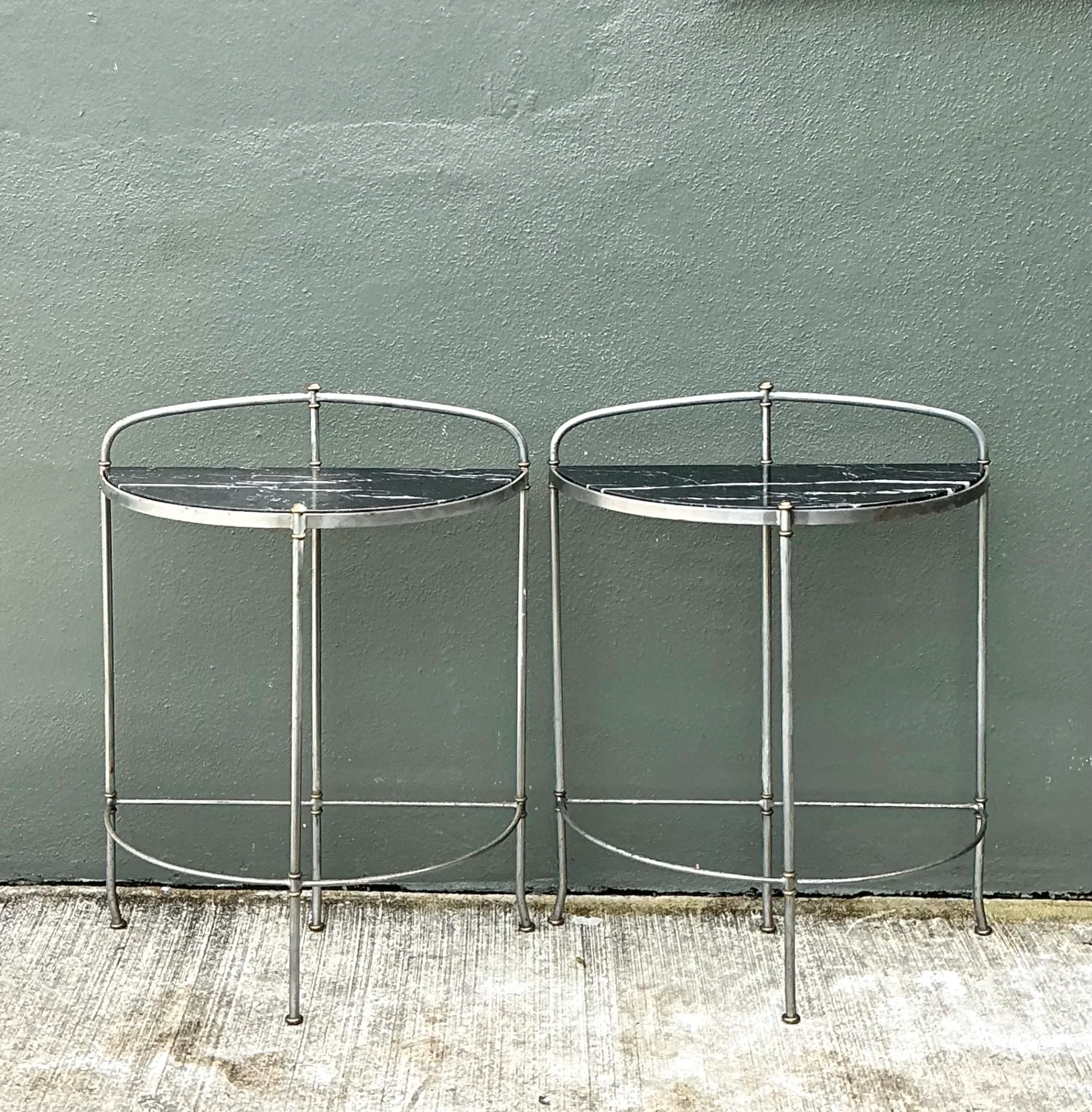 Vintage Demi-Lune Marble Top Tables - Set of 2 — additional photo 5