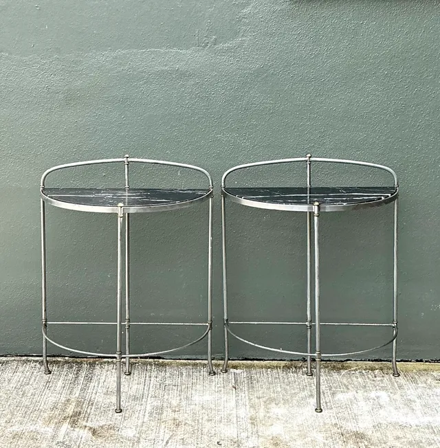 Vintage Demi-Lune Marble Top Tables - Set of 2 — additional photo 5