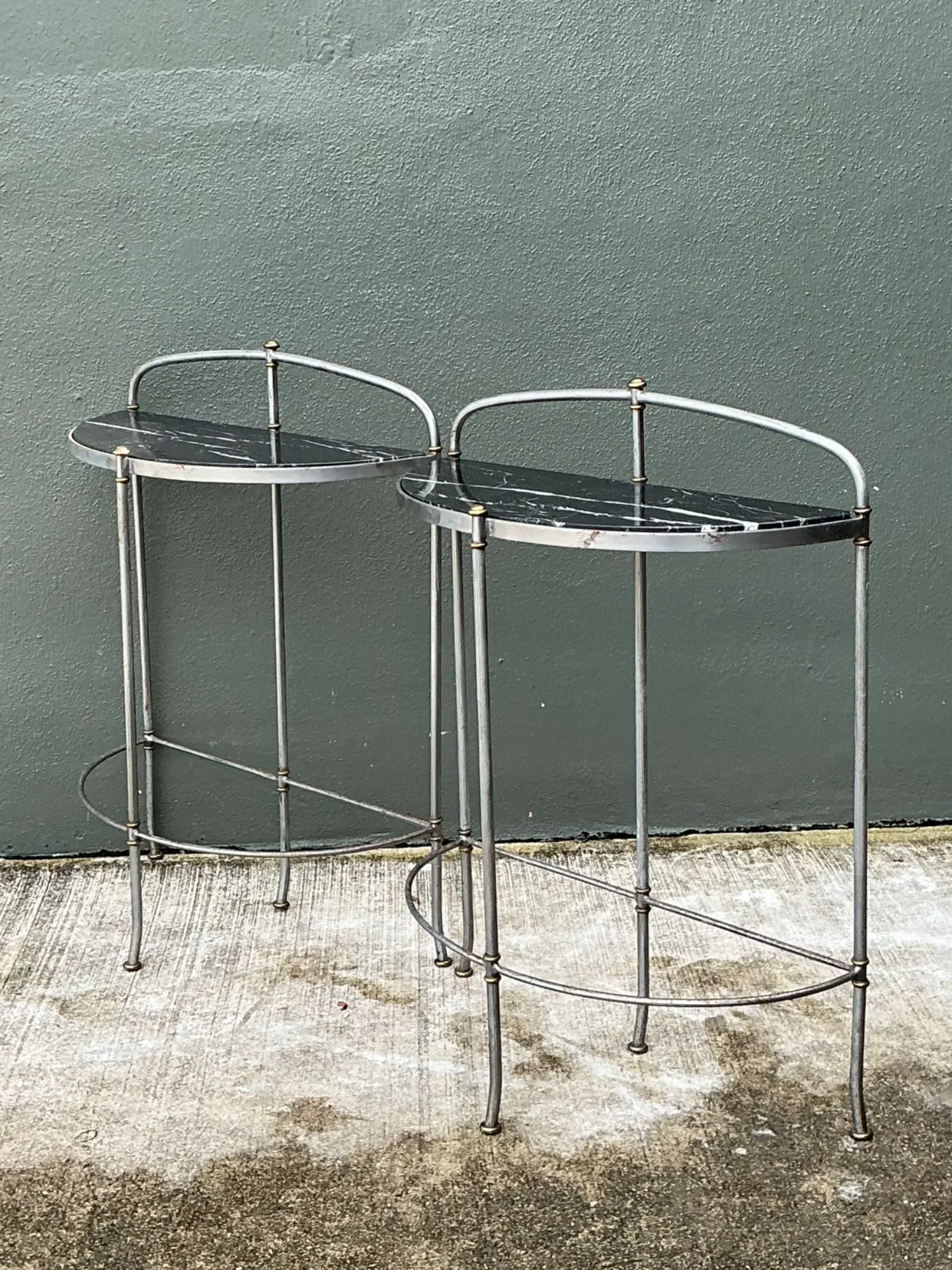 Vintage Demi-Lune Marble Top Tables - Set of 2 — additional photo 4