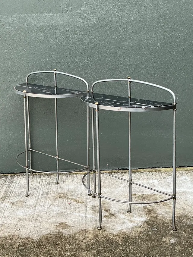 Vintage Demi-Lune Marble Top Tables - Set of 2 — additional photo 4