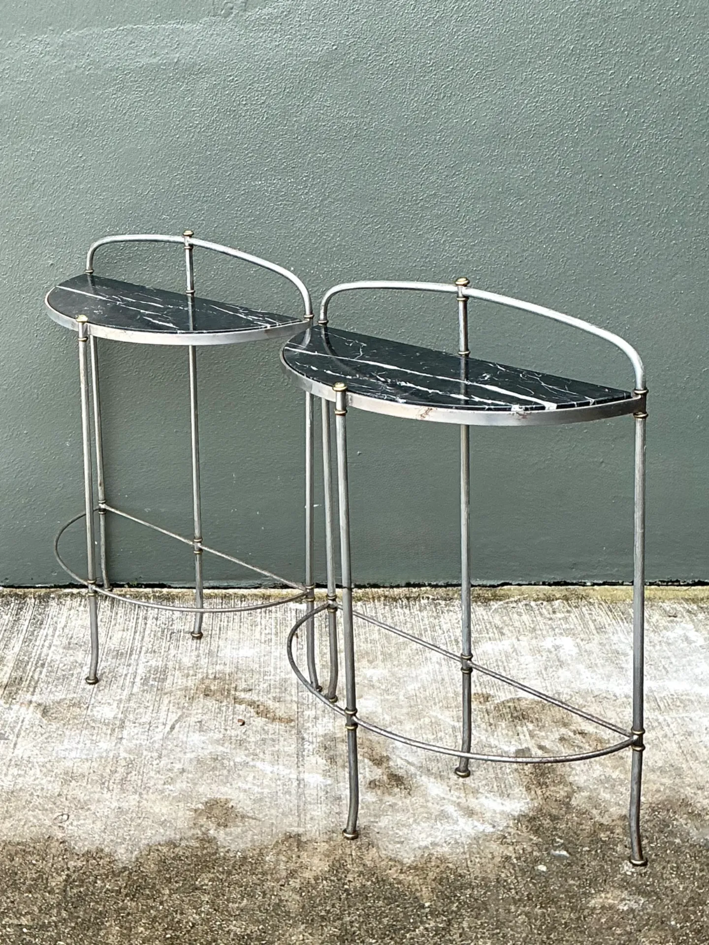 Vintage Demi-Lune Marble Top Tables - Set of 2 — additional photo 2