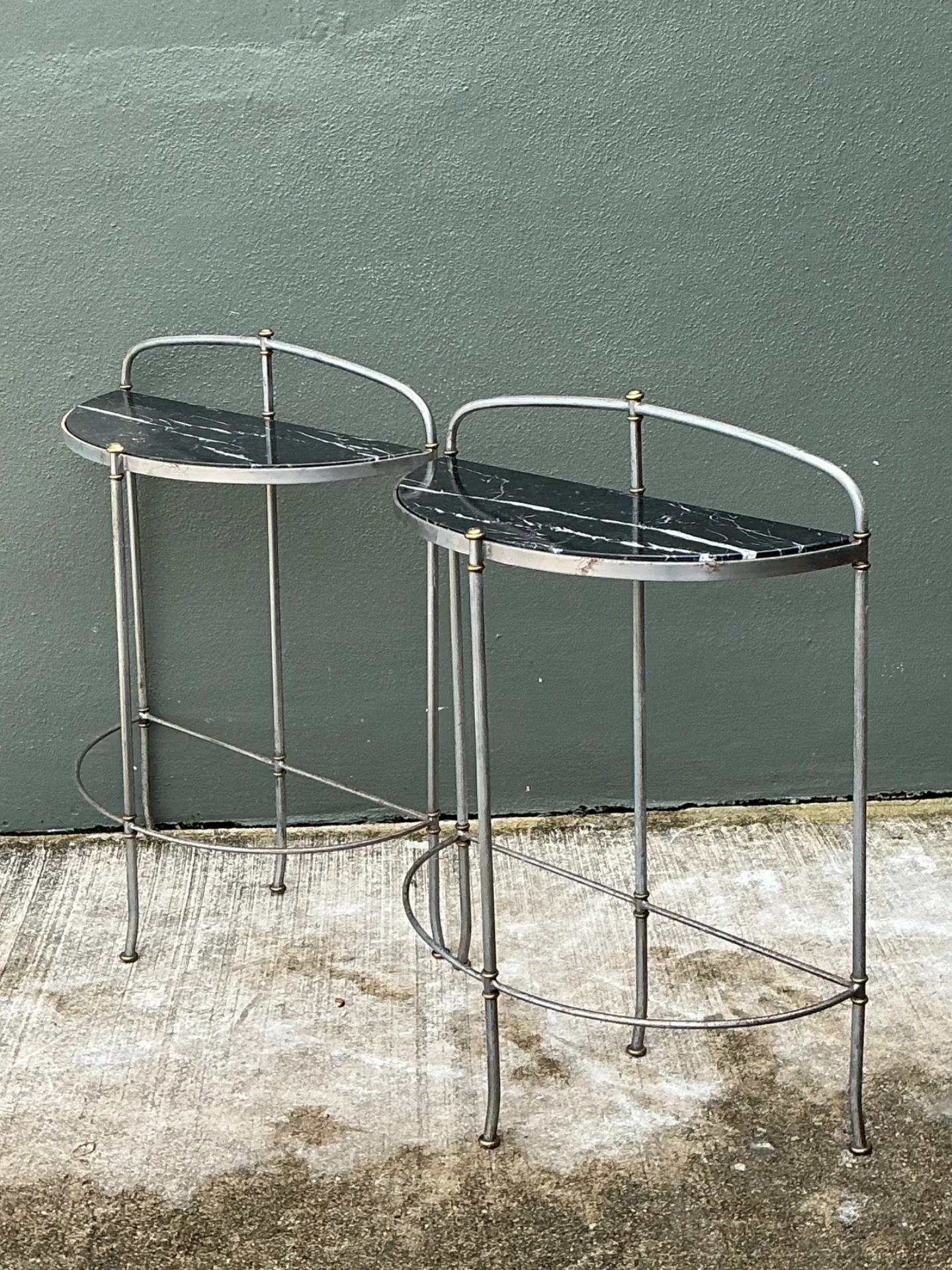 Vintage Demi-Lune Marble Top Tables - Set of 2 — additional photo 7
