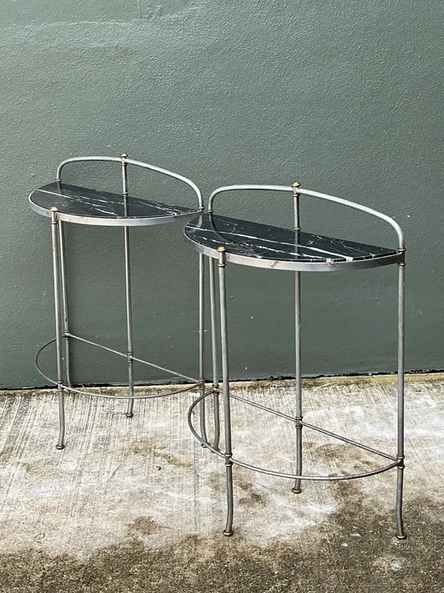 Vintage Demi-Lune Marble Top Tables - Set of 2 — additional photo 7