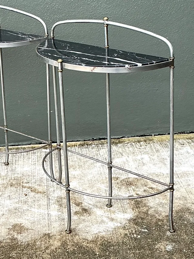 Vintage Demi-Lune Marble Top Tables - Set of 2 — additional photo 6
