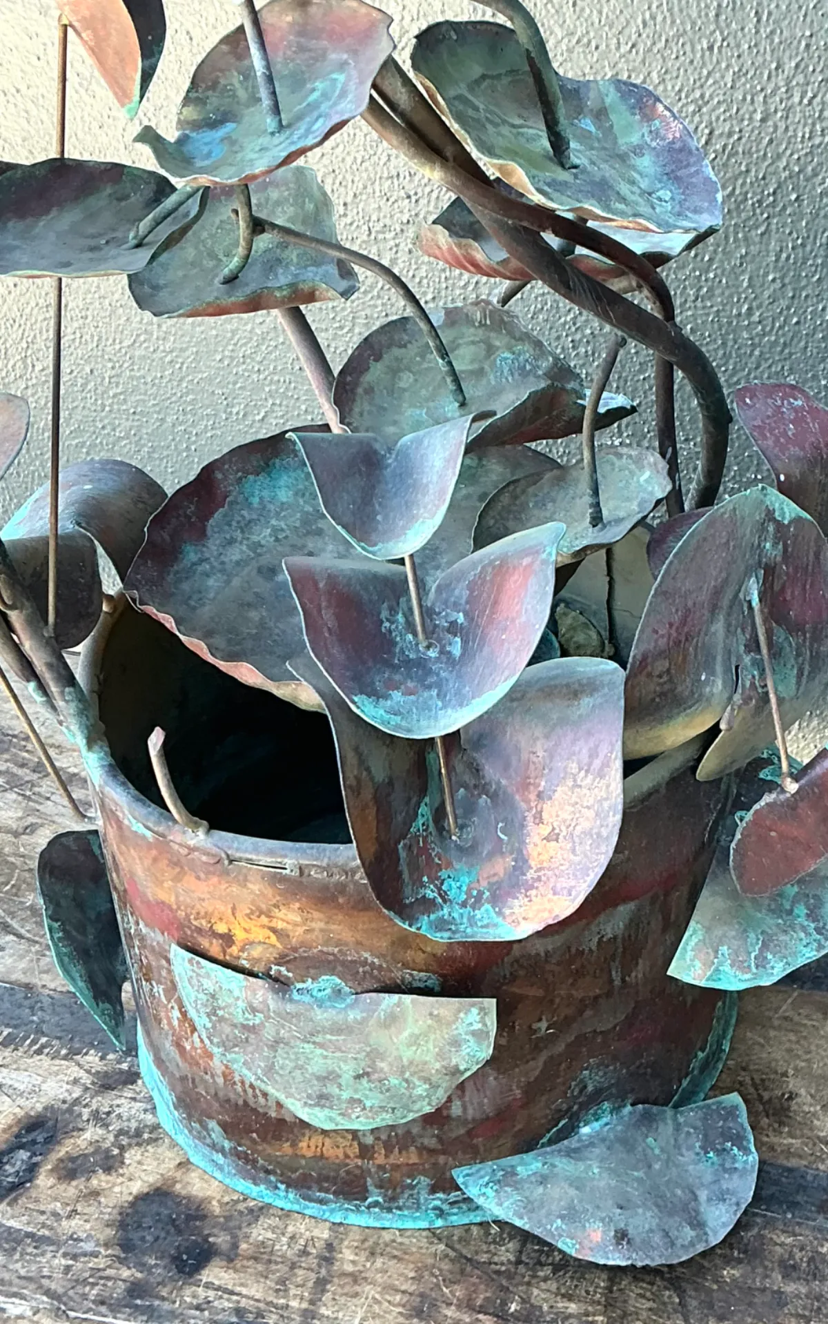 Vintage Patinated Copper Lotus Sculpture — additional photo 8