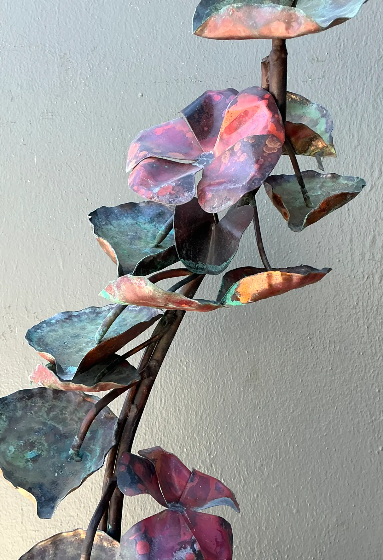 Vintage Patinated Copper Lotus Sculpture — additional photo 2