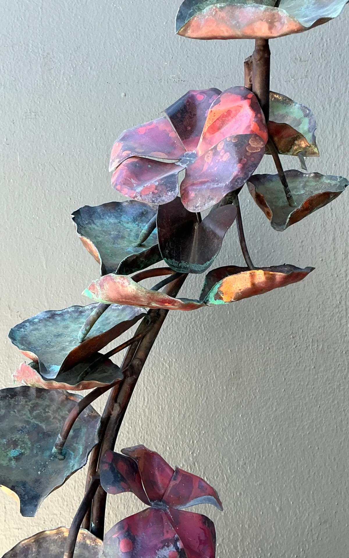 Vintage Patinated Copper Lotus Sculpture — additional photo 2
